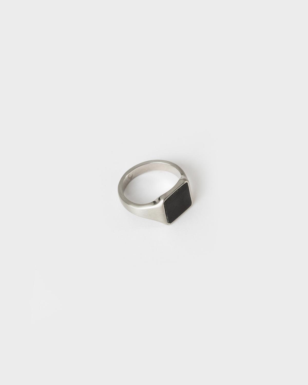 Men's Stainless Steel Square Signet Ring -  Silver