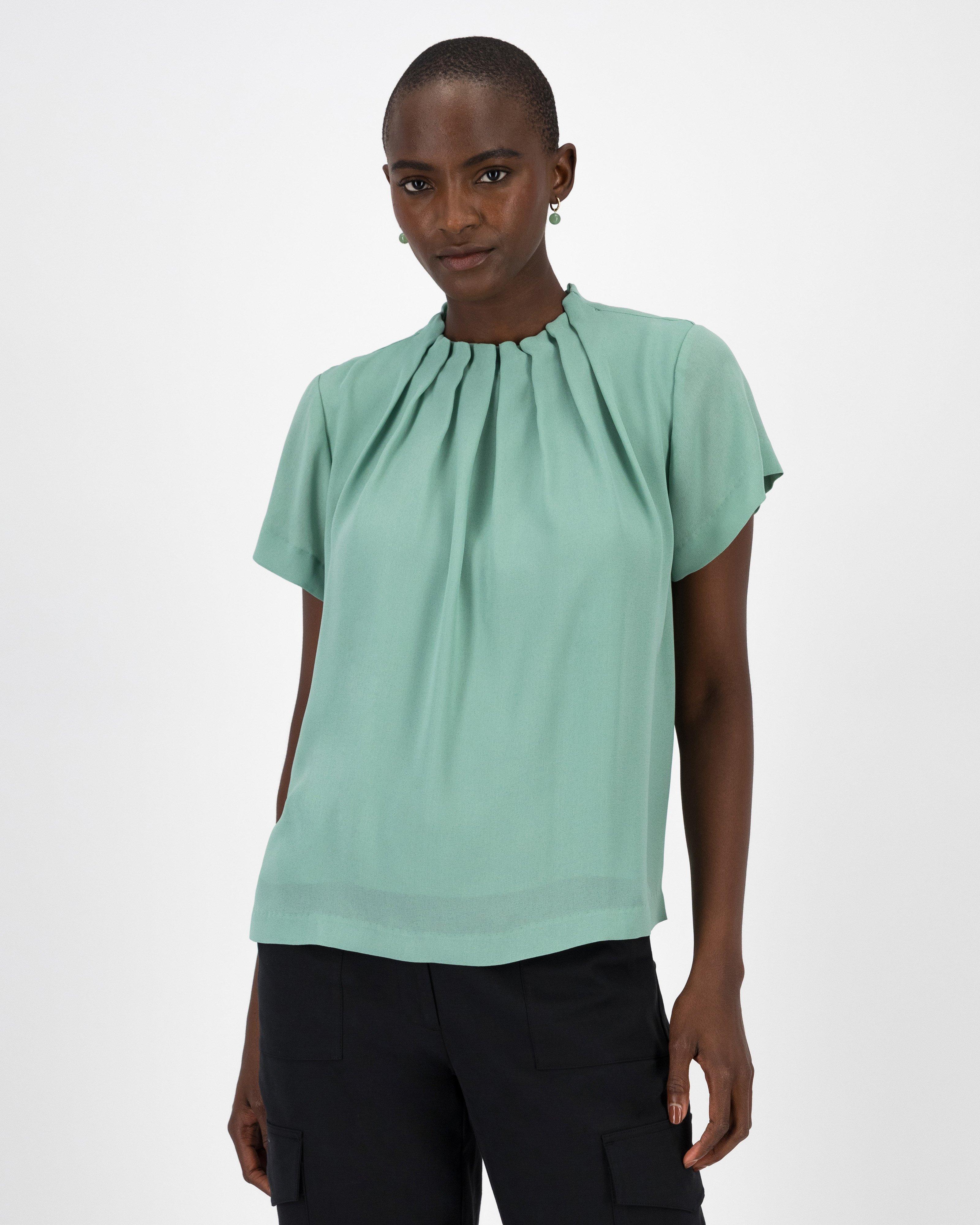 Sylvie Short Sleeve Blouse -  Sage