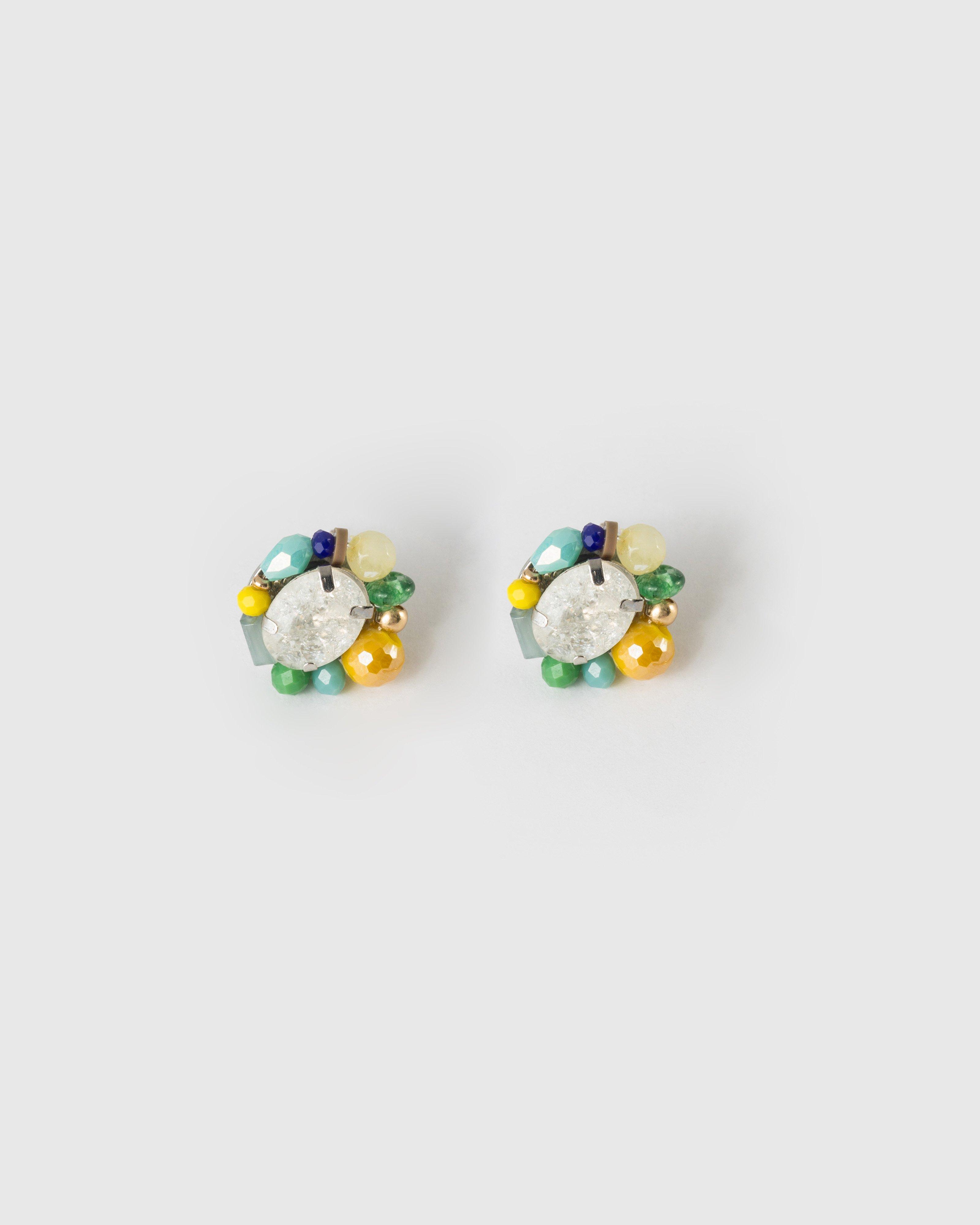 Encrusted Natural Stone Stud Earrings -  Assorted