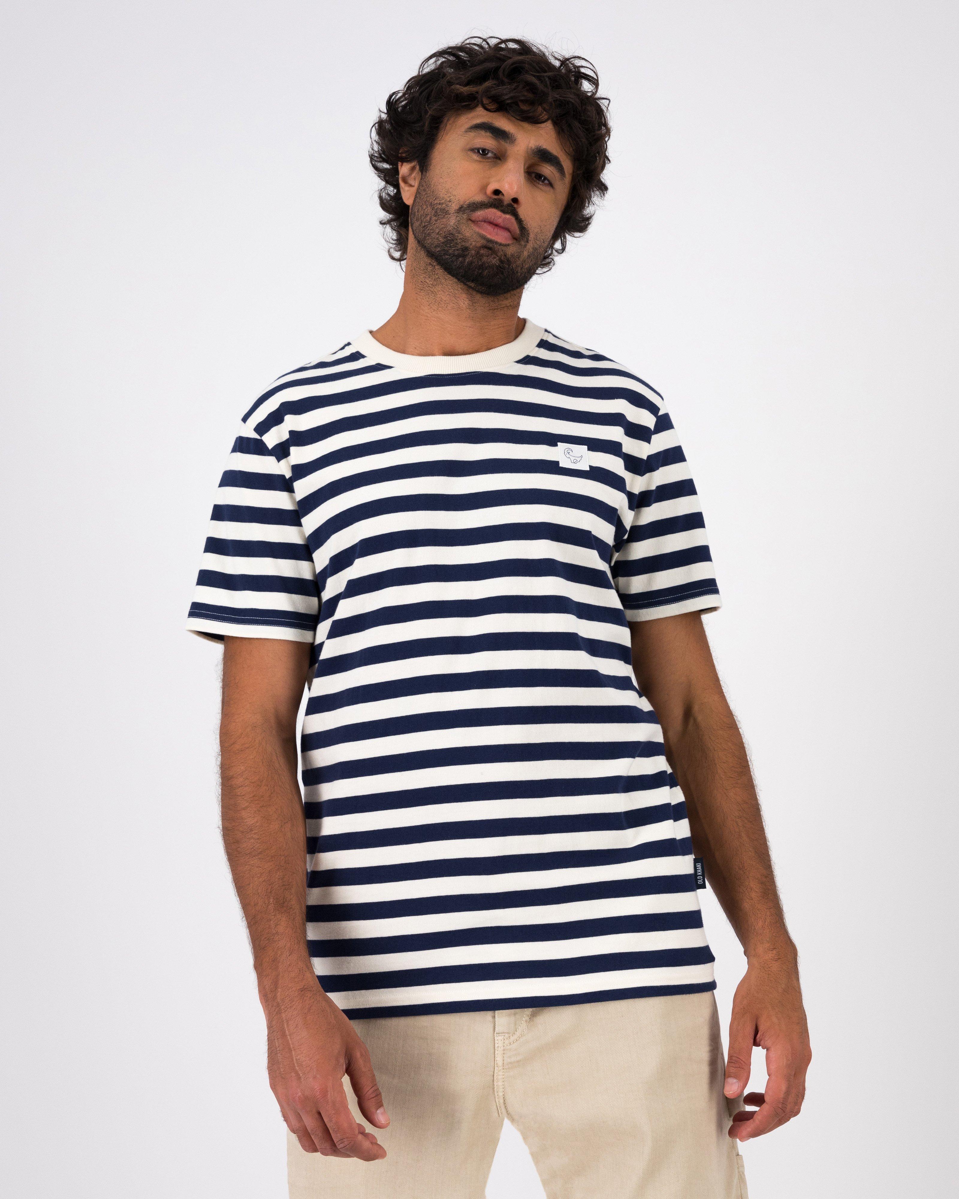 Men’s Charlie Standard Fit Striped T-Shirt -  Navy