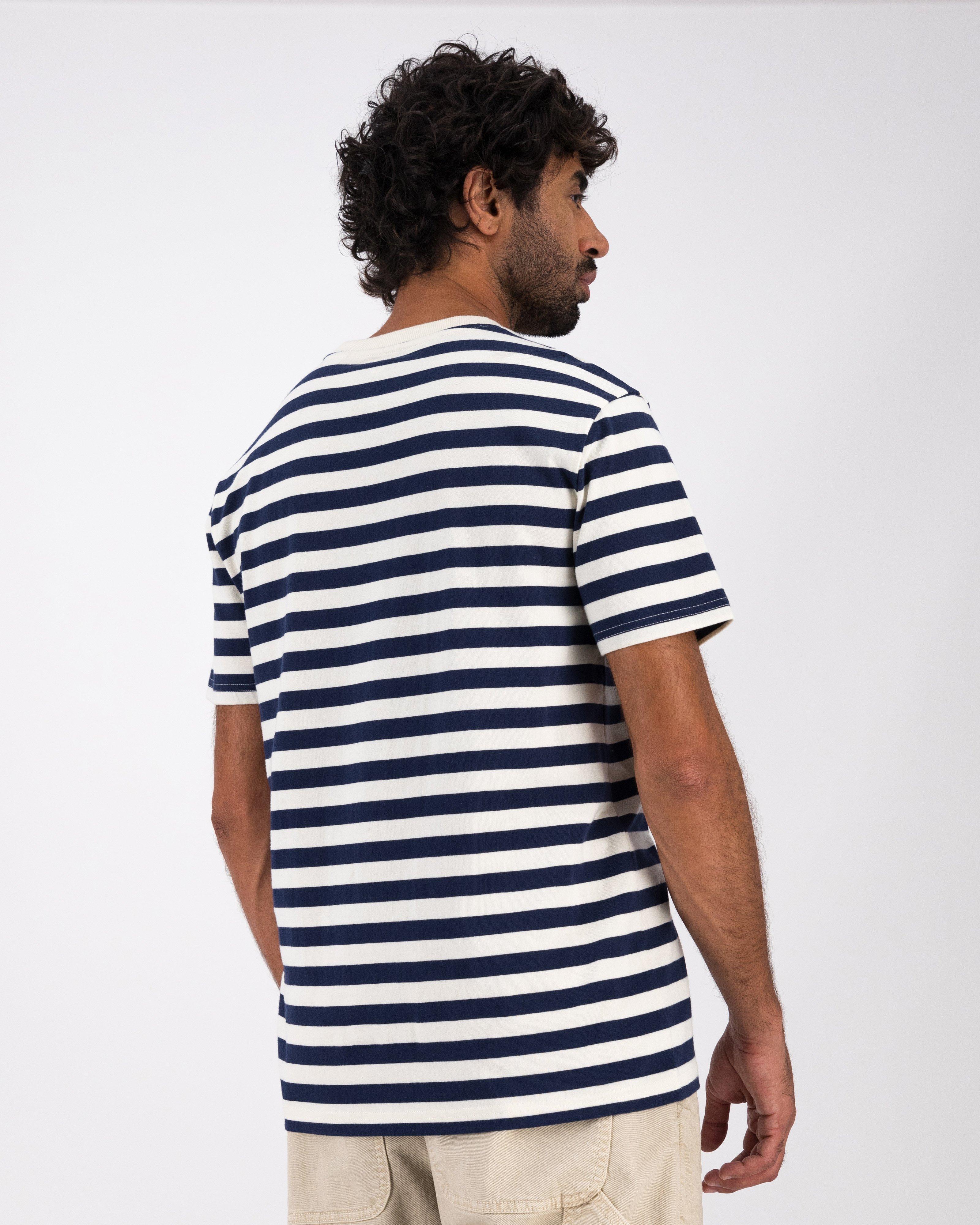 Men’s Charlie Standard Fit Striped T-Shirt -  Navy