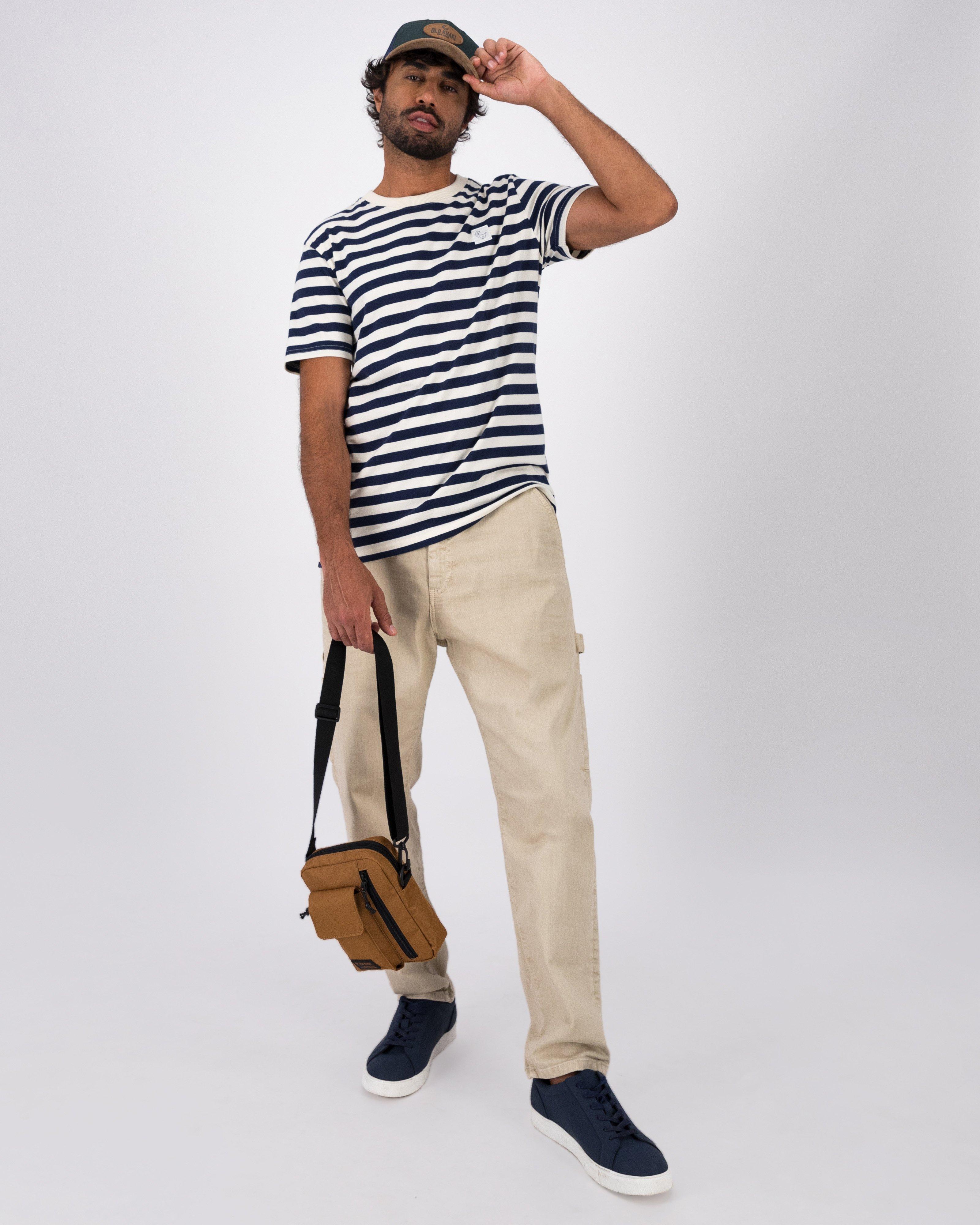 Men’s Charlie Standard Fit Striped T-Shirt -  Navy