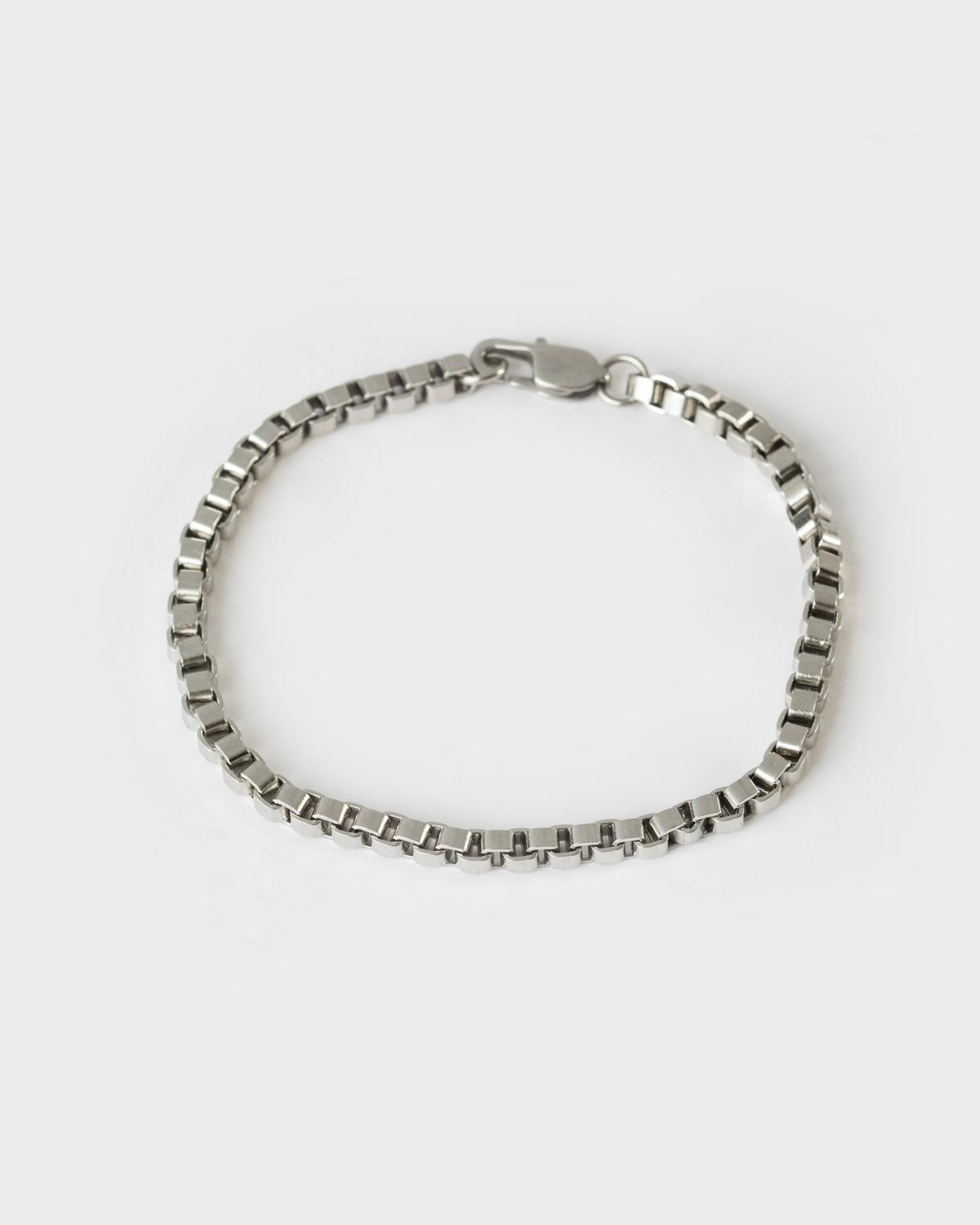 Men's Stainless Steel Rounded Chain Bracelet  -  Silver