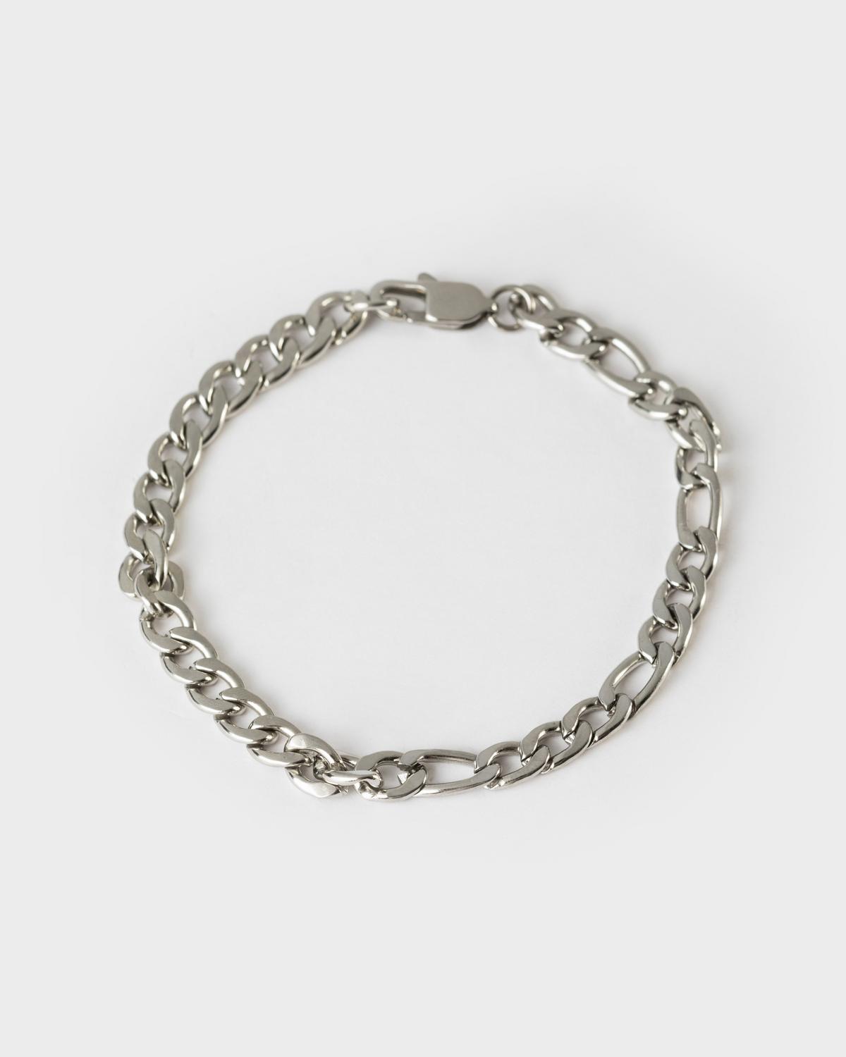 Men's Stainless Steel Flat Chain Bracelet  -  Silver