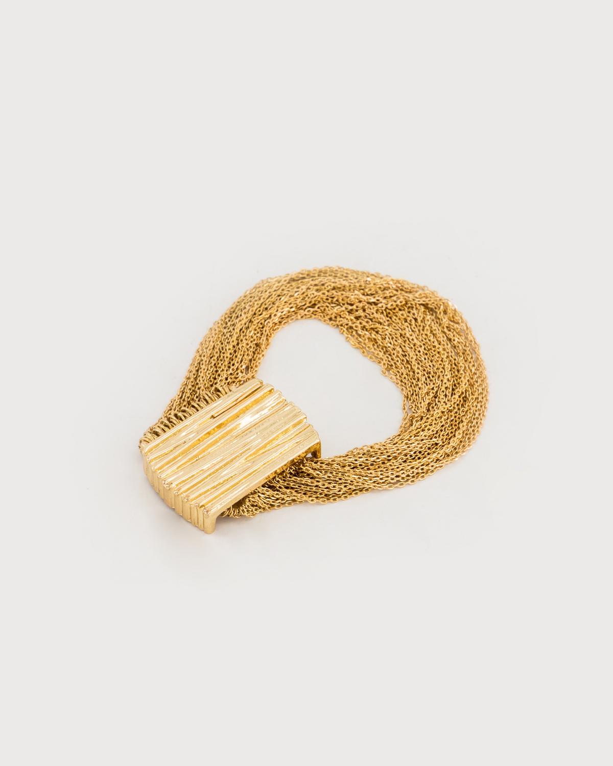 Texture and Chain Statement Bracelet -  Gold