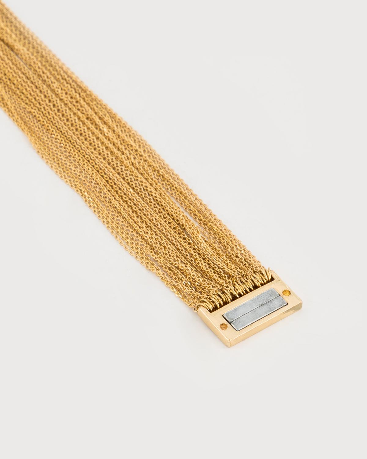 Texture and Chain Statement Bracelet -  Gold