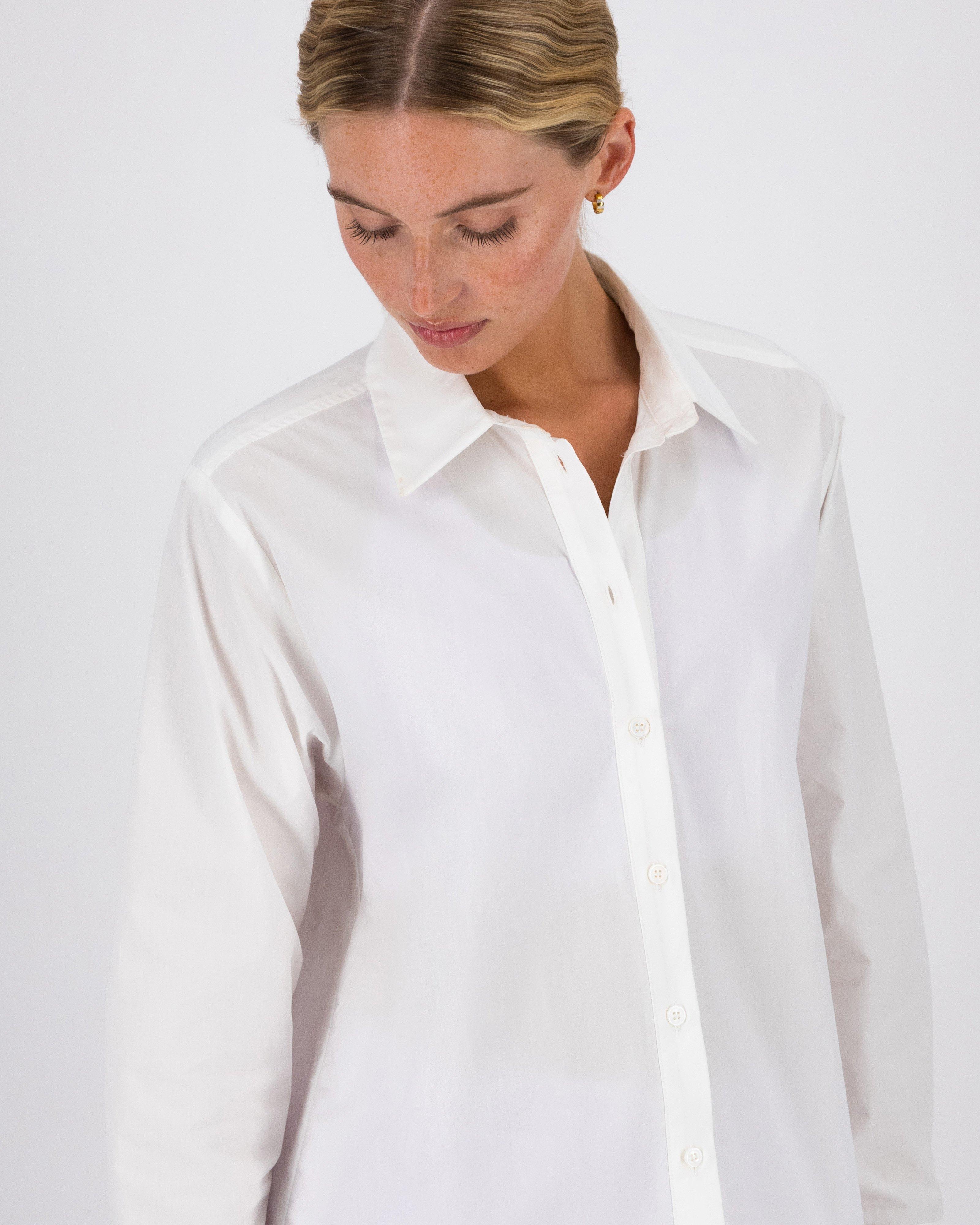 Abelina Oversized Poplin Shirt -  White