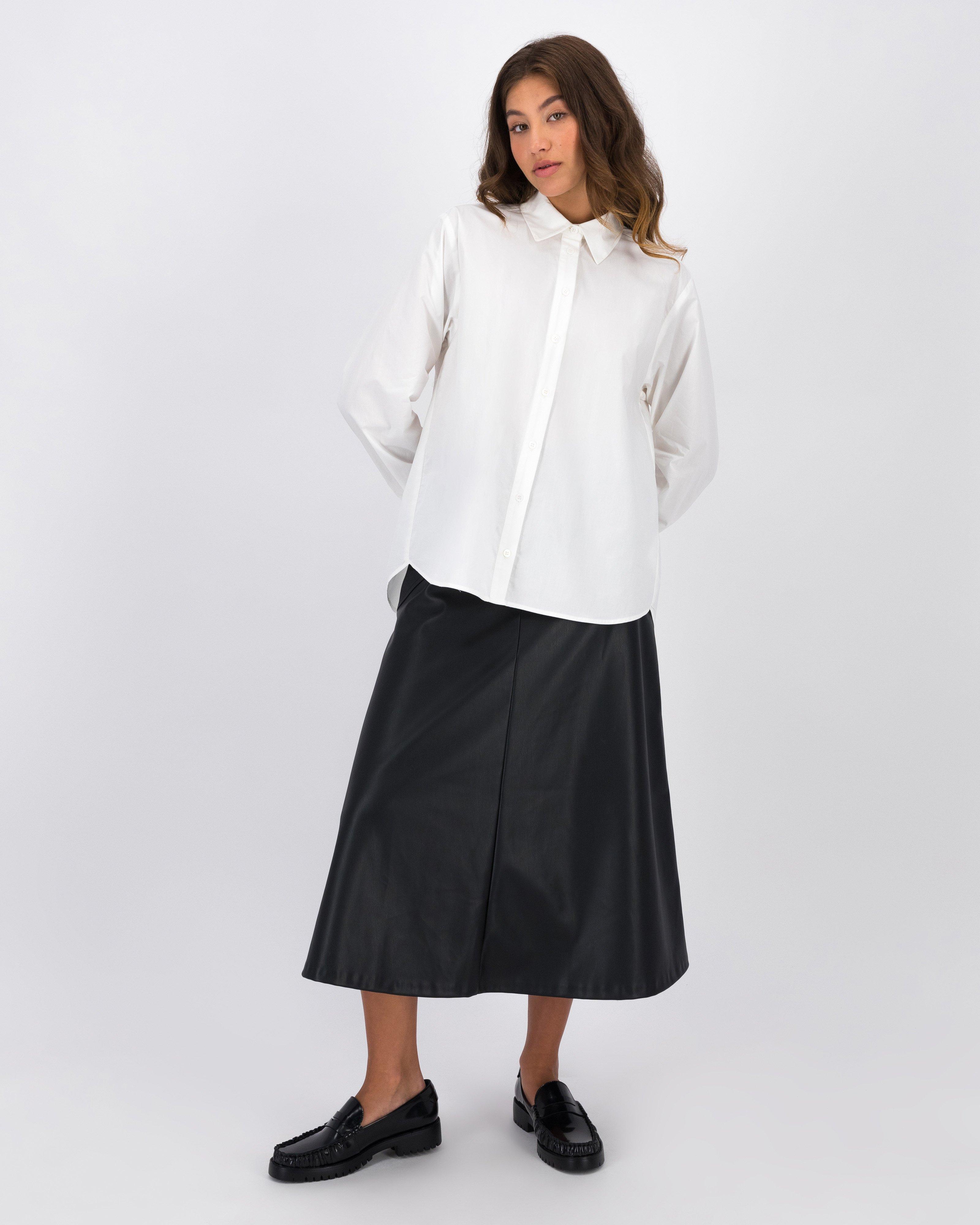 Abelina Oversized Poplin Shirt -  White