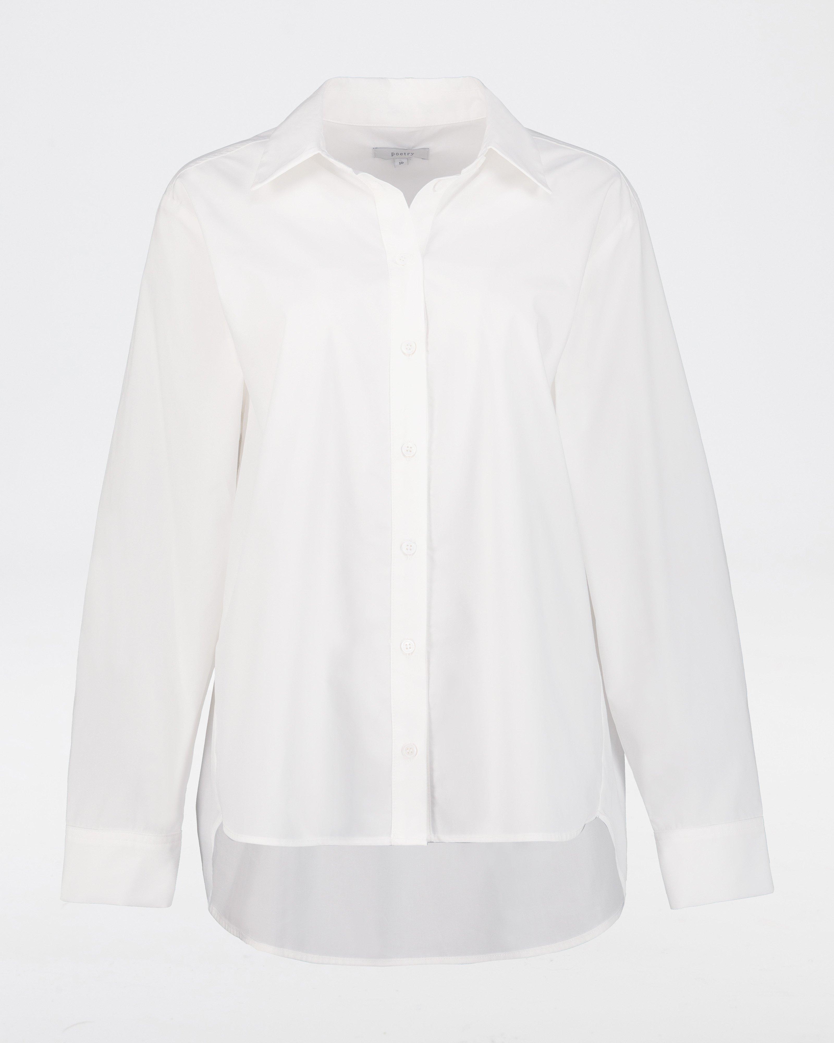 Abelina Oversized Poplin Shirt -  White