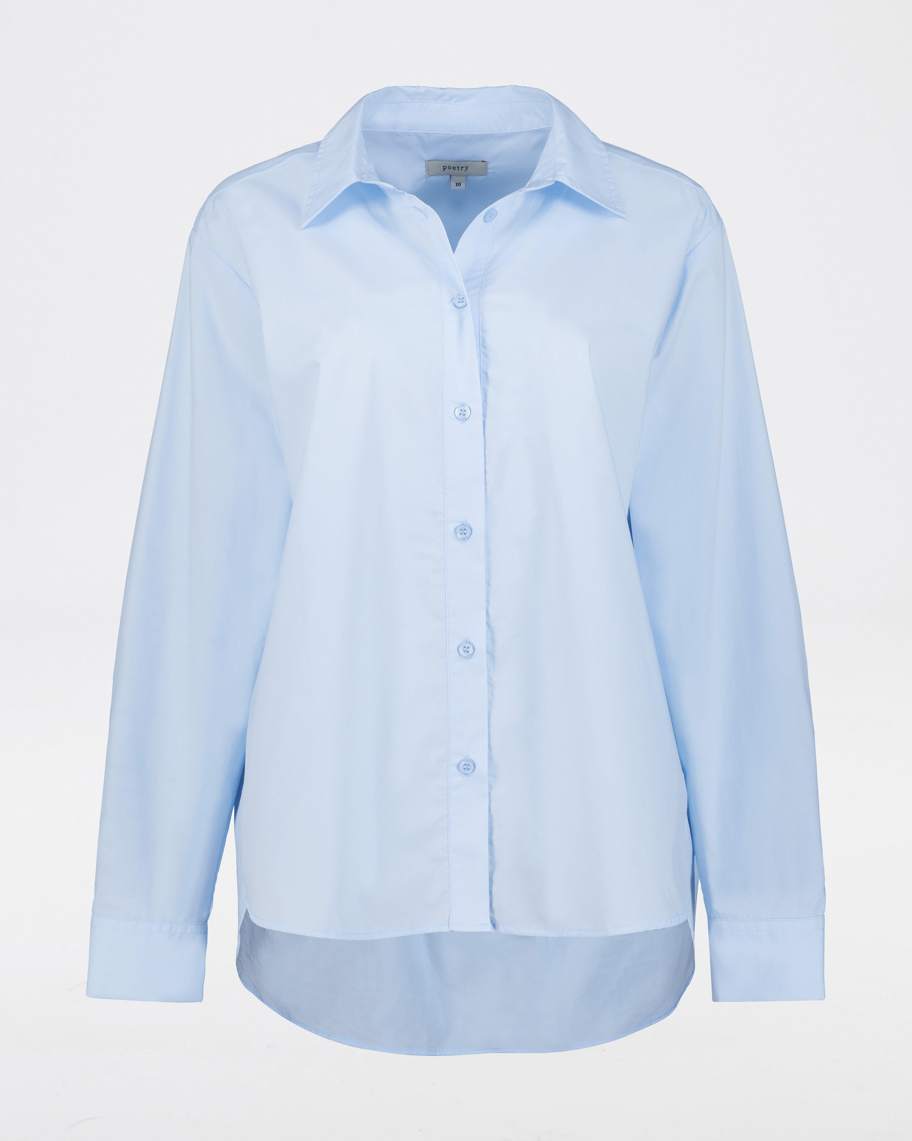Abelina Oversized Poplin Shirt -  Light Blue