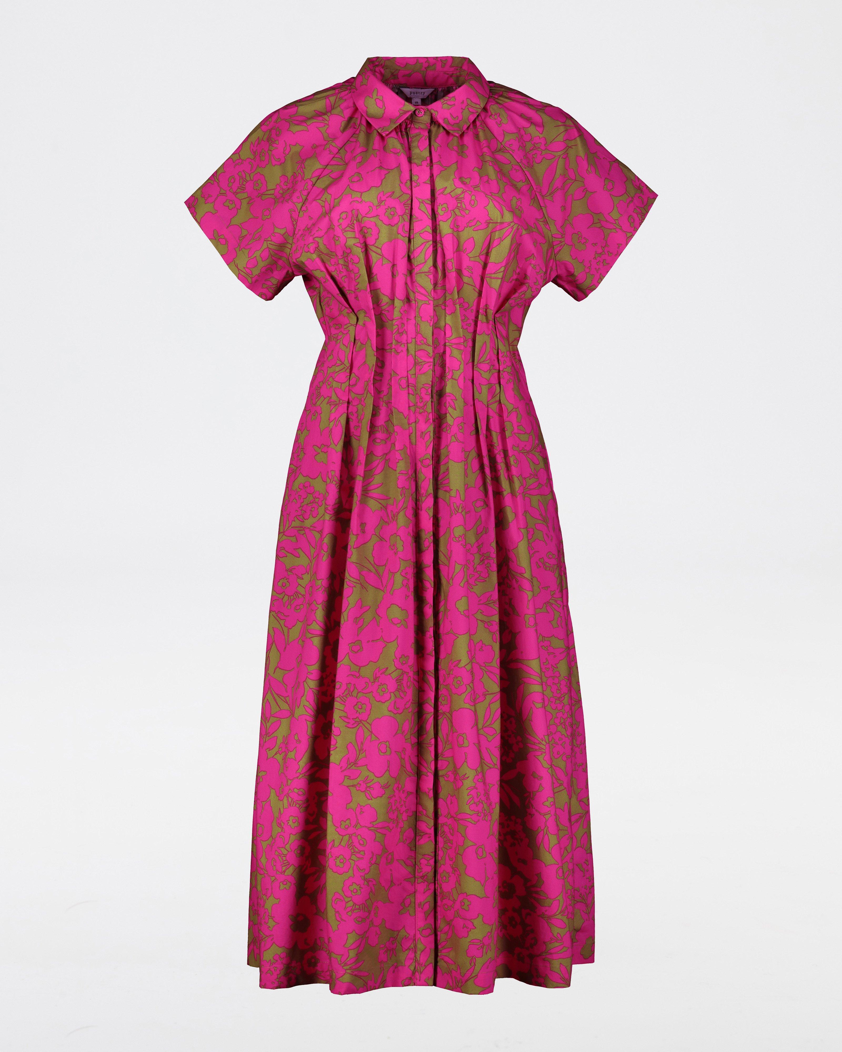 Tiana Waisted Shirt Dress -  Pink