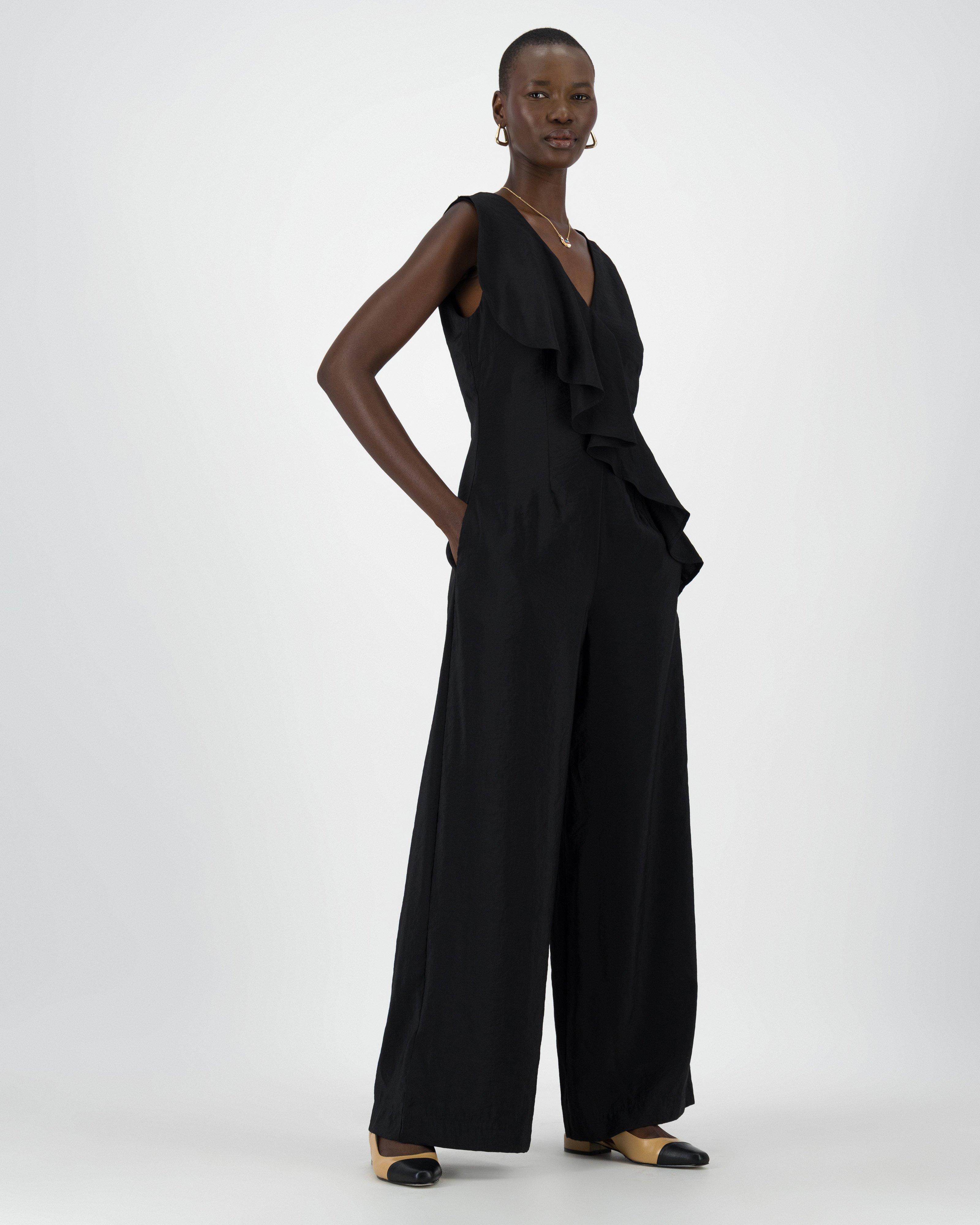 Bette Ruffle Jumpsuit -  Black