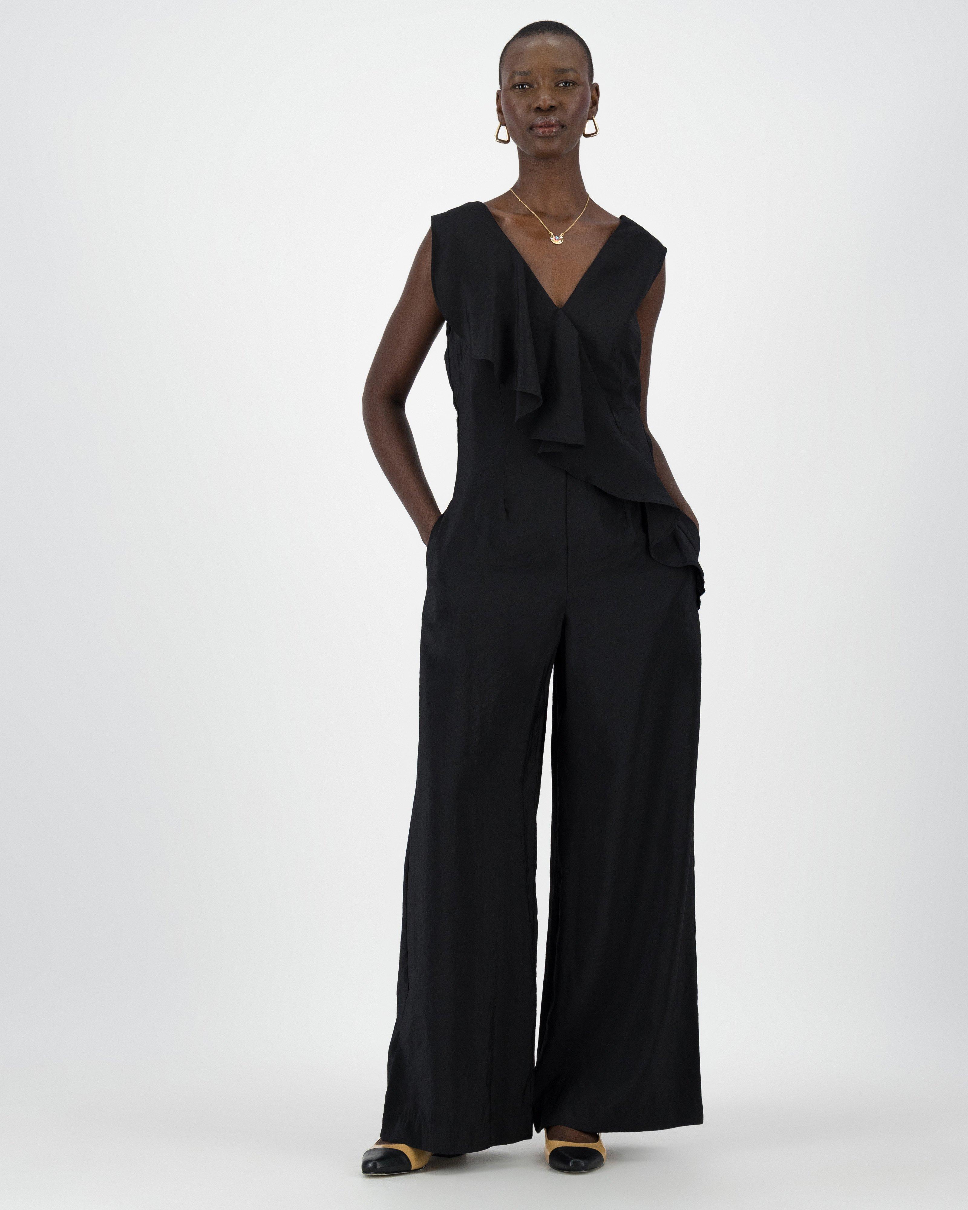 Bette Ruffle Jumpsuit -  Black