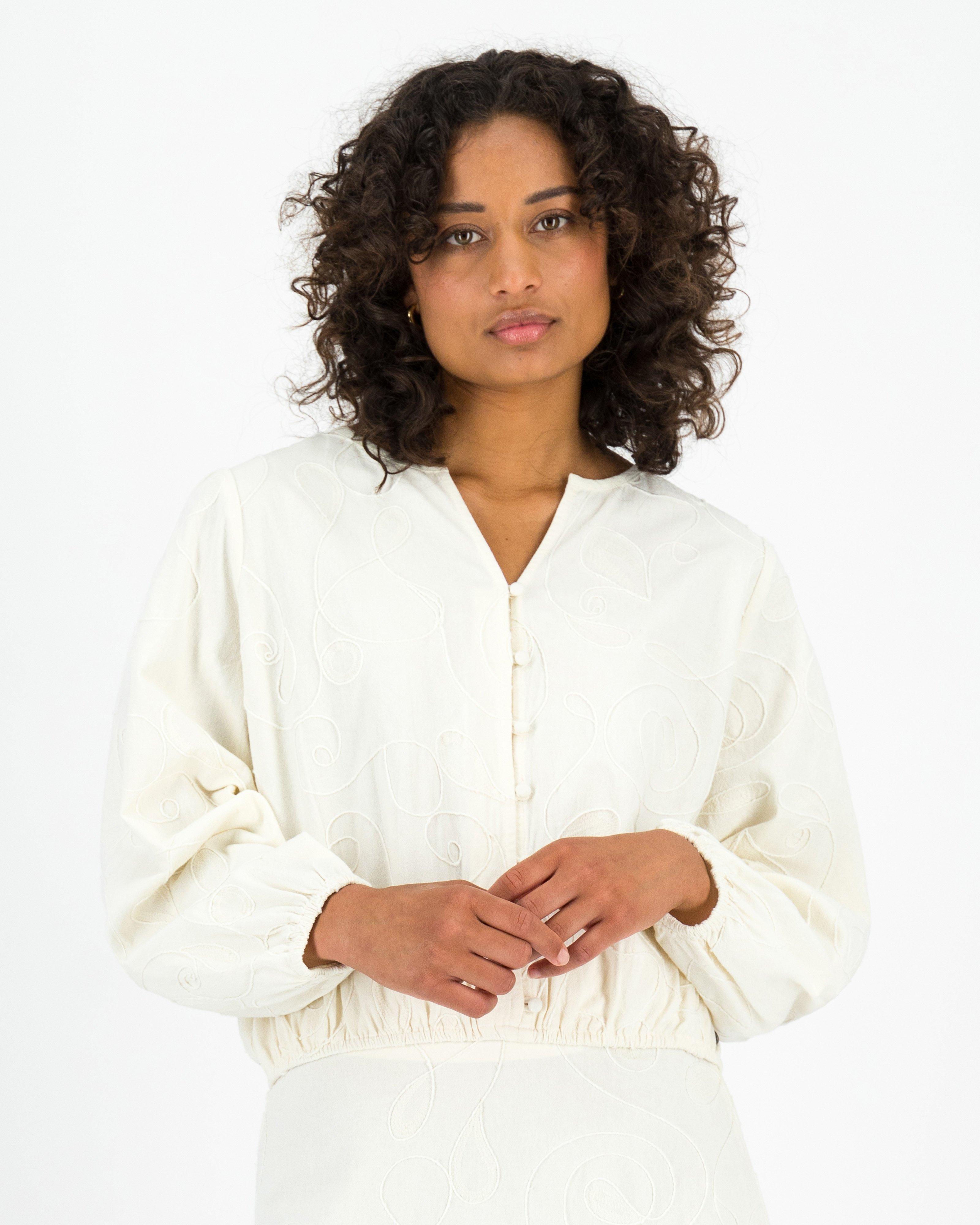 Women’s Palesa Embroidered Blouse -  Milk