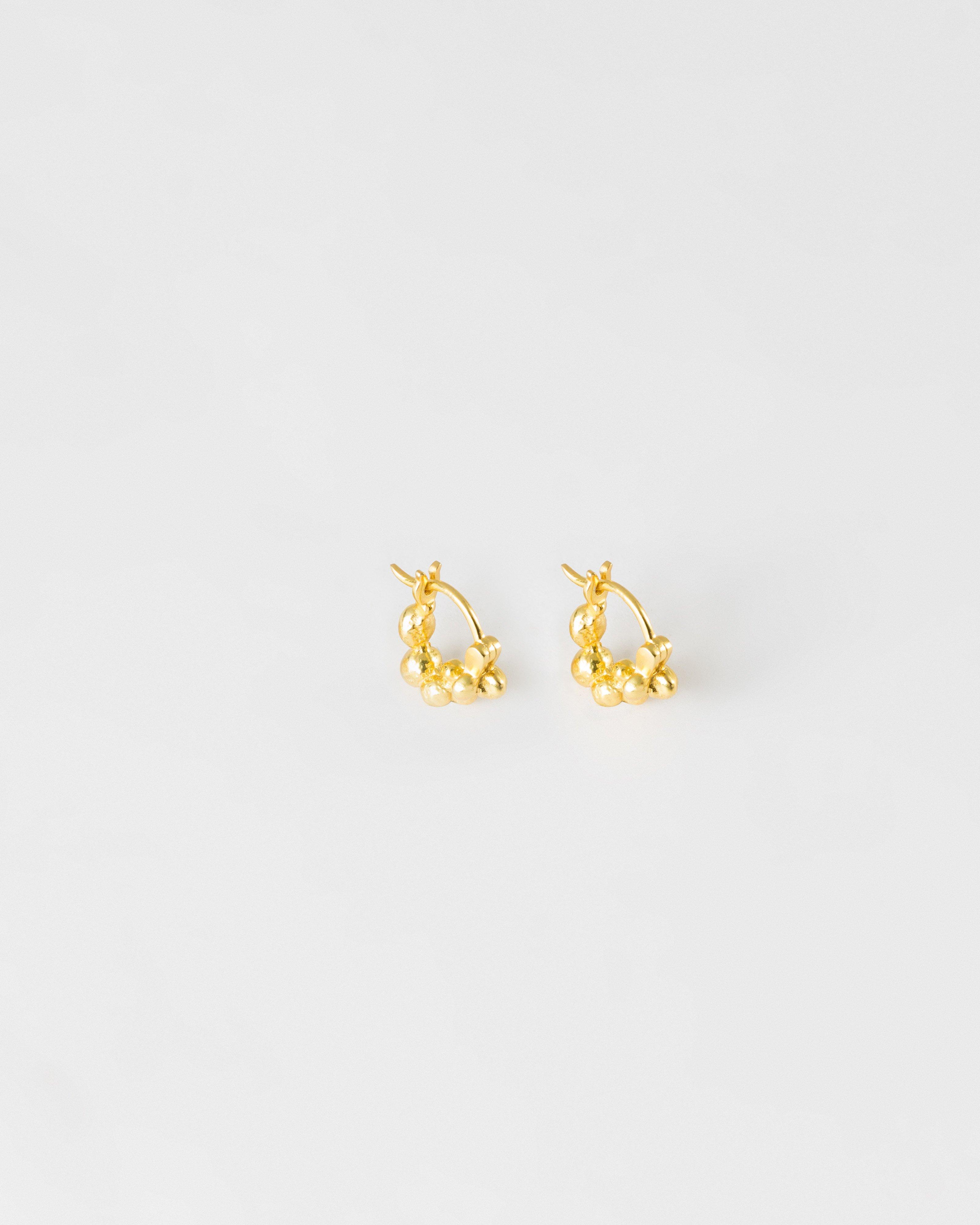 Sterling Silver Molten Cluster Huggies Earrings -  Gold