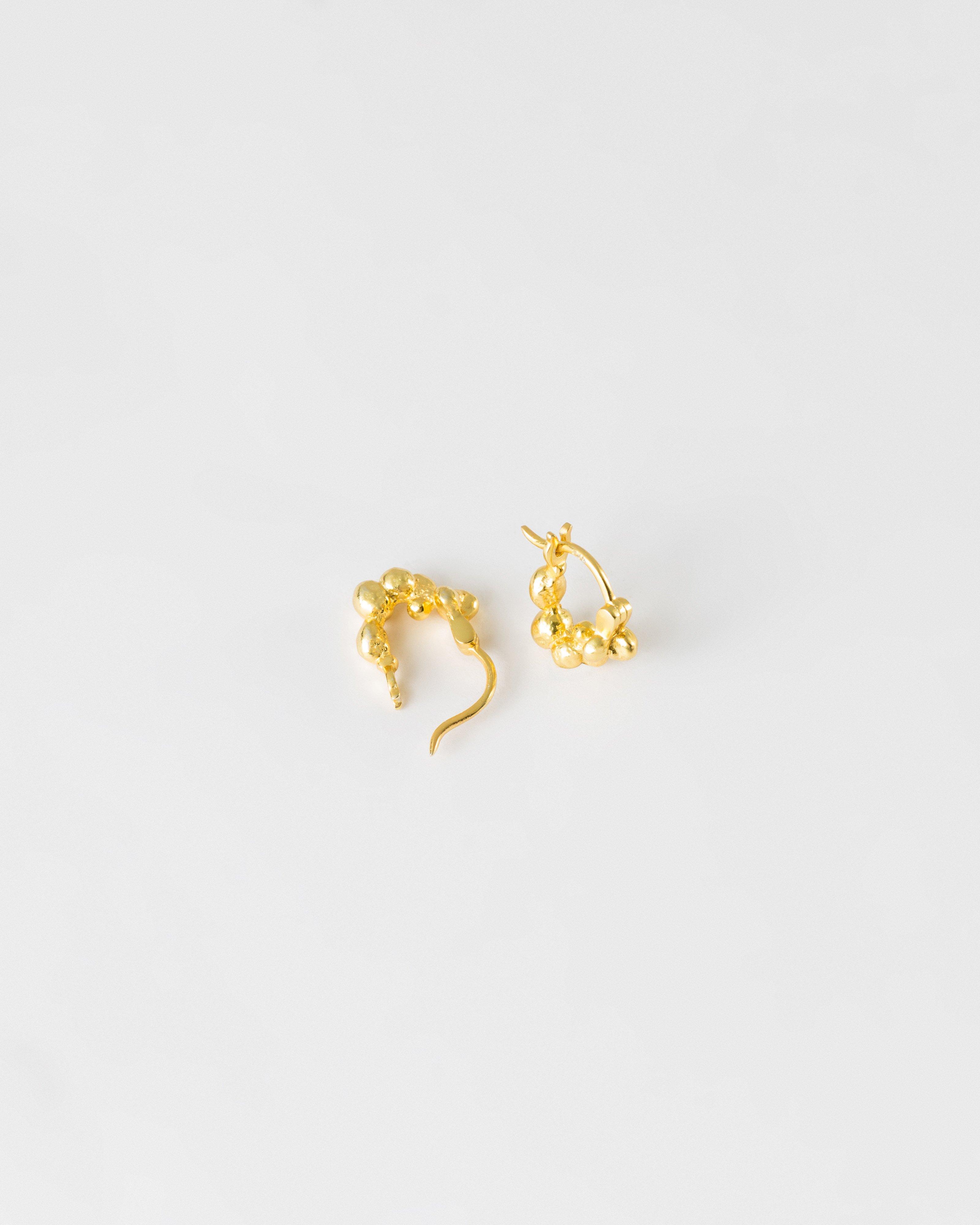 Sterling Silver Molten Cluster Huggies Earrings -  Gold