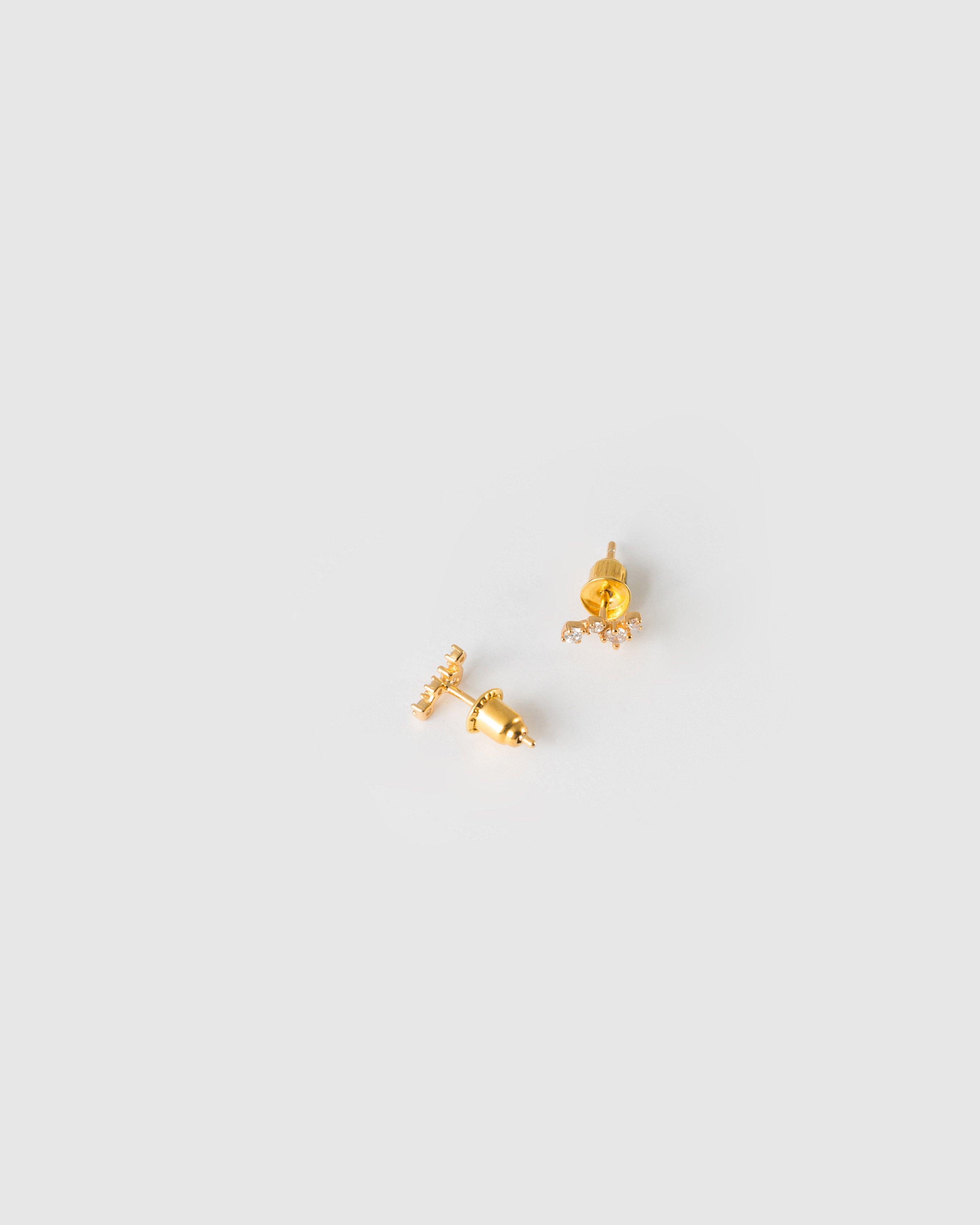 Sterling Silver Cubic Zirconia Crawler Earrings -  Gold