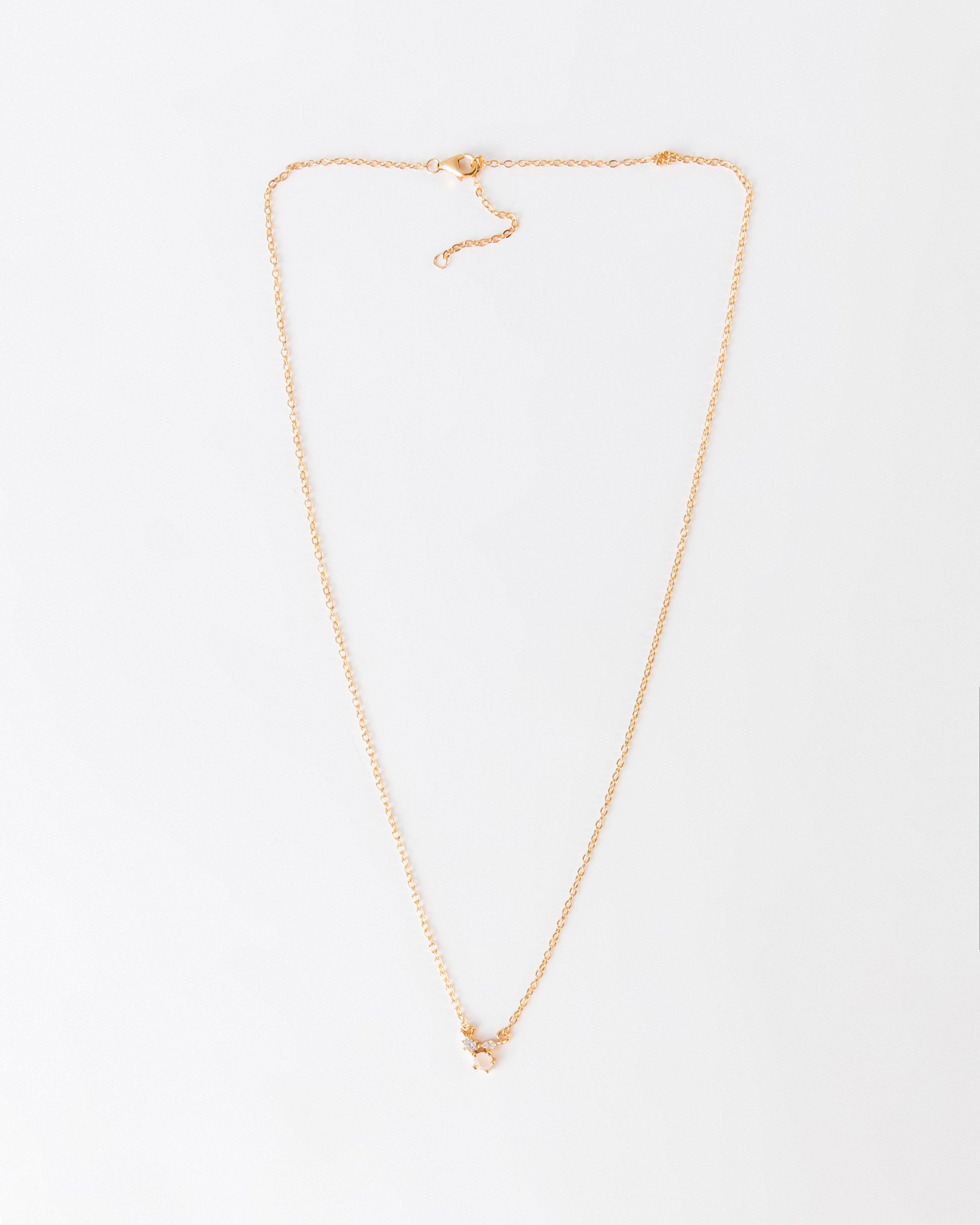 Sterling Silver Trio Stone and Opal Necklace -  Gold