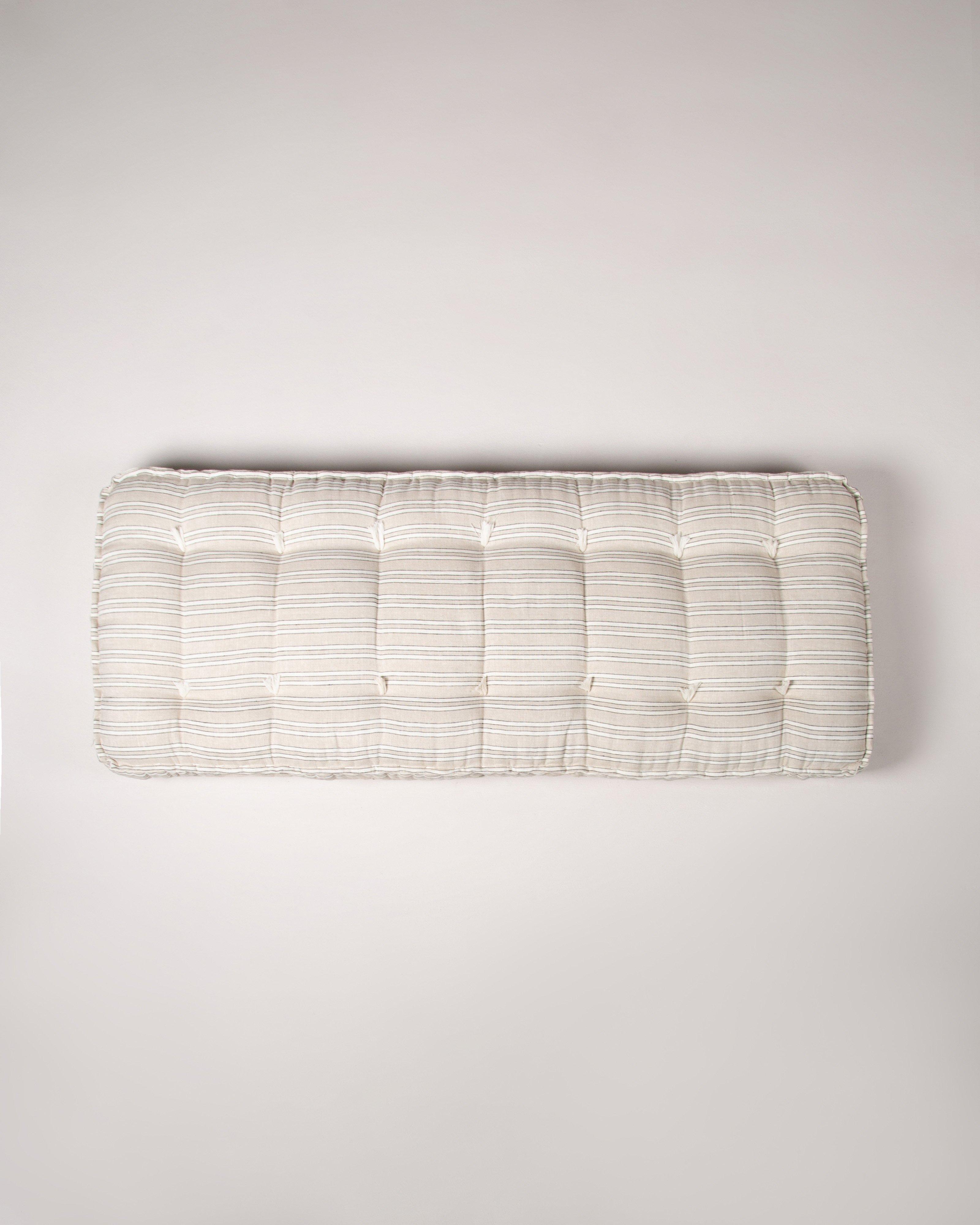 Striped Linen Small Bench Cushion -  Oatmeal