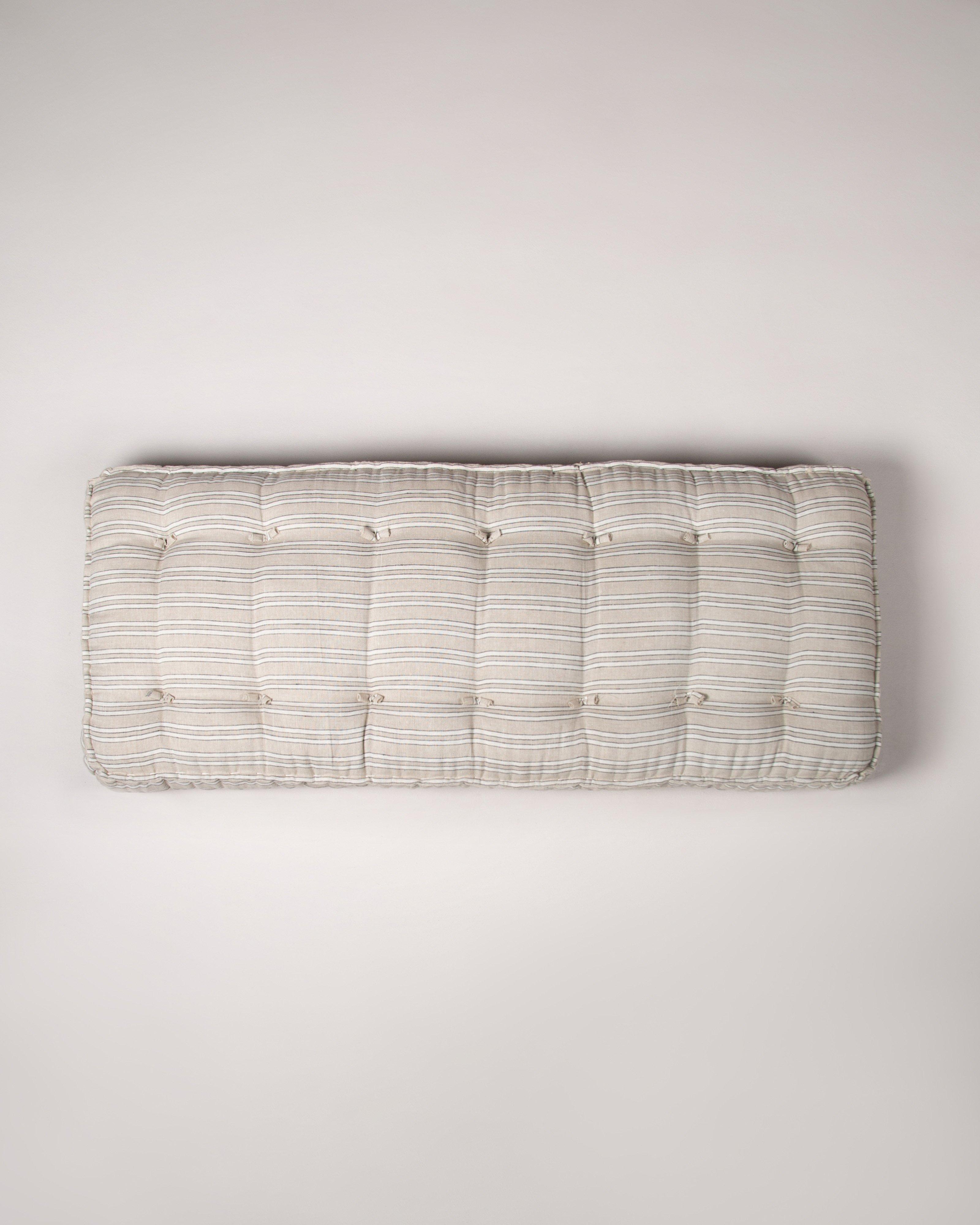 Striped Linen Small Bench Cushion -  Oatmeal