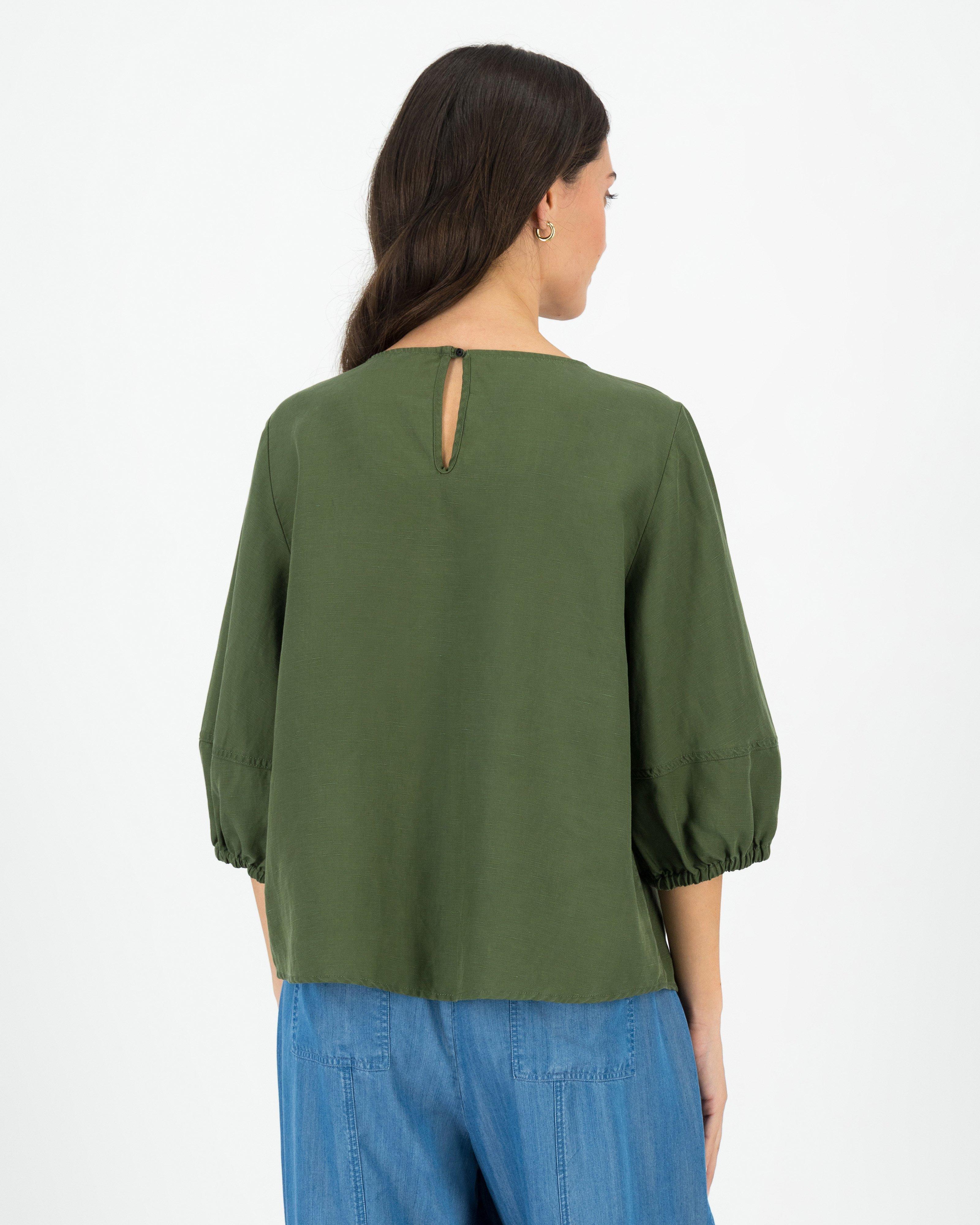 Rare Earth Women’s Rachel Relaxed Fit Blouse -  Olive