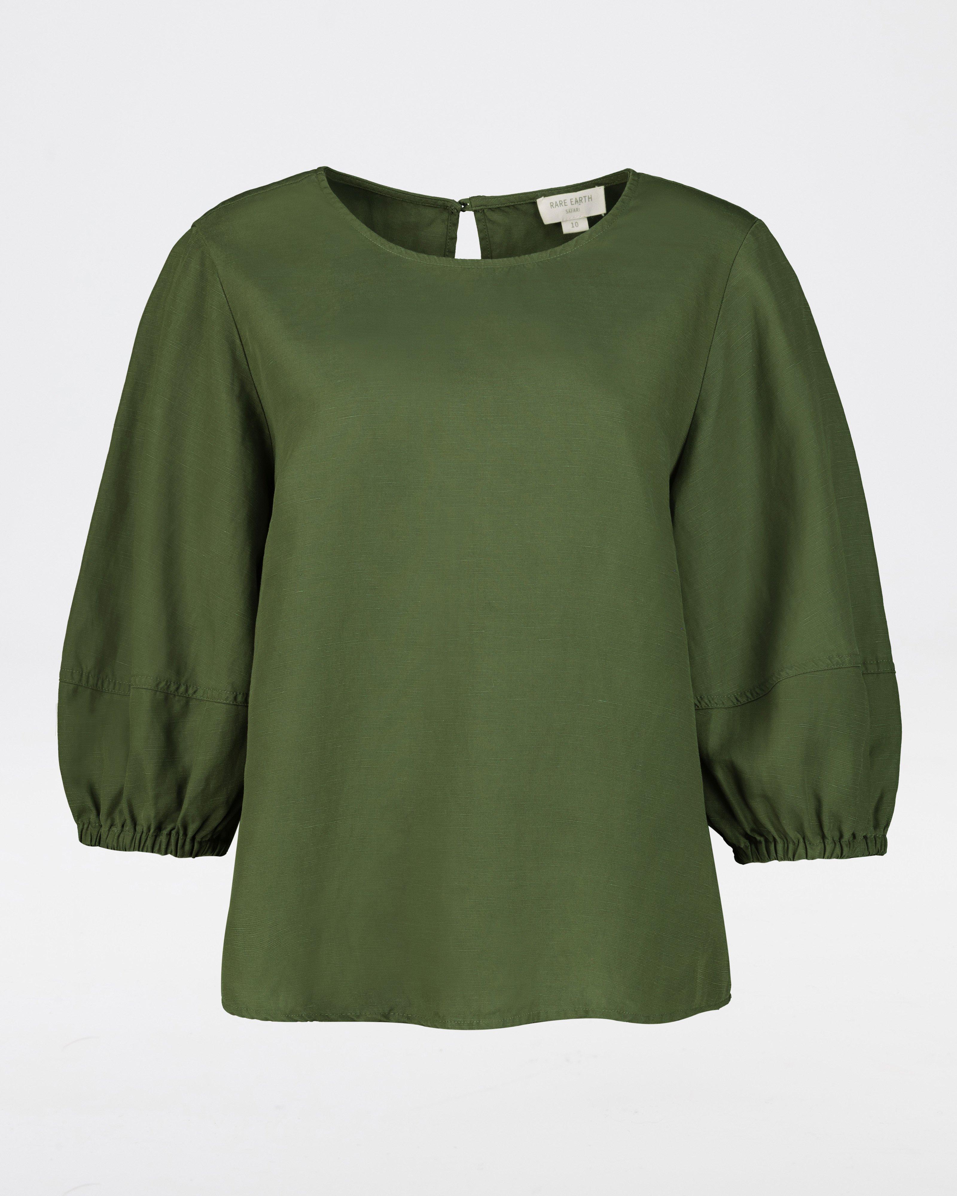 Rare Earth Women’s Rachel Relaxed Fit Blouse -  Olive