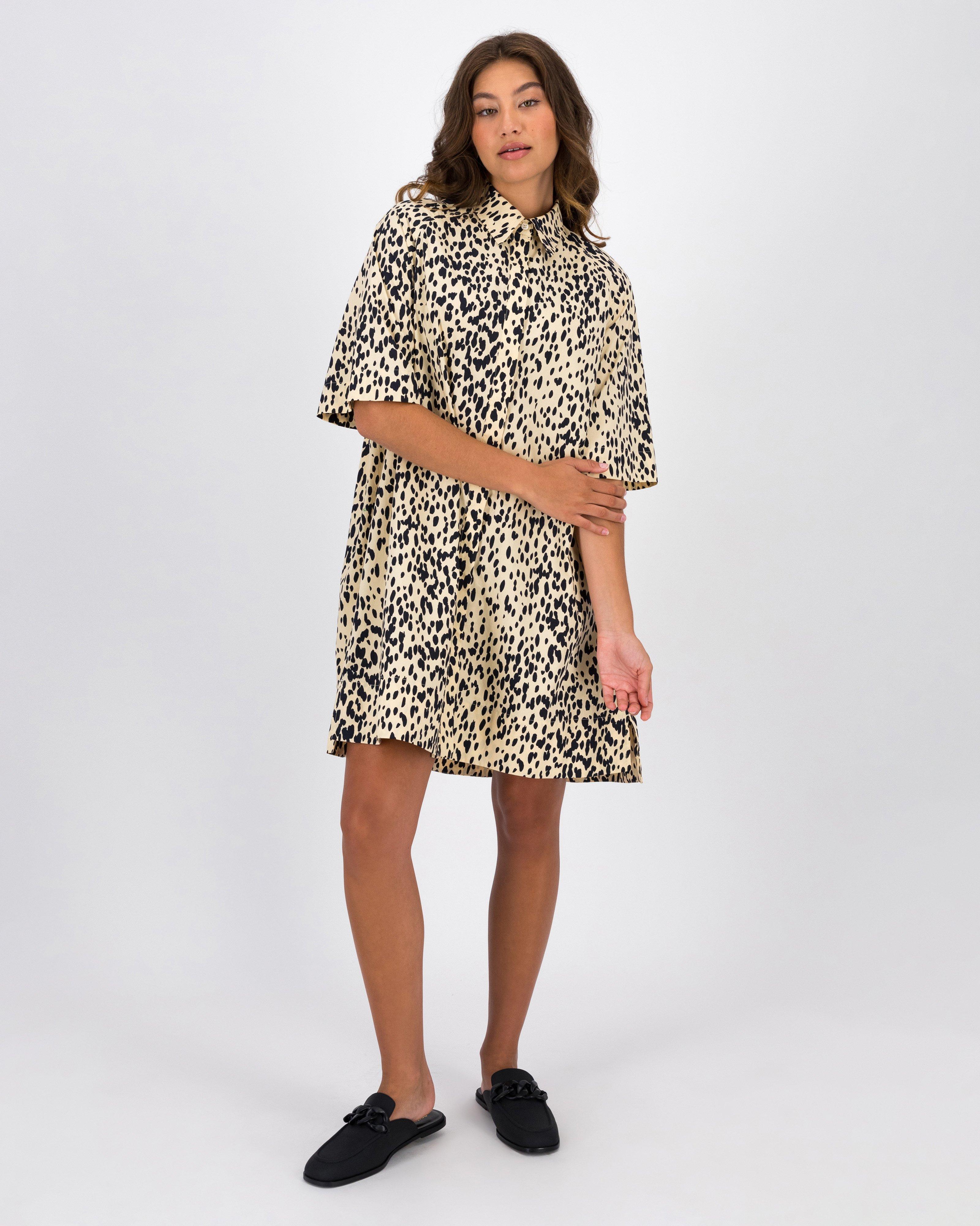 Sasha Trapeze Shirt Dress -  Stone