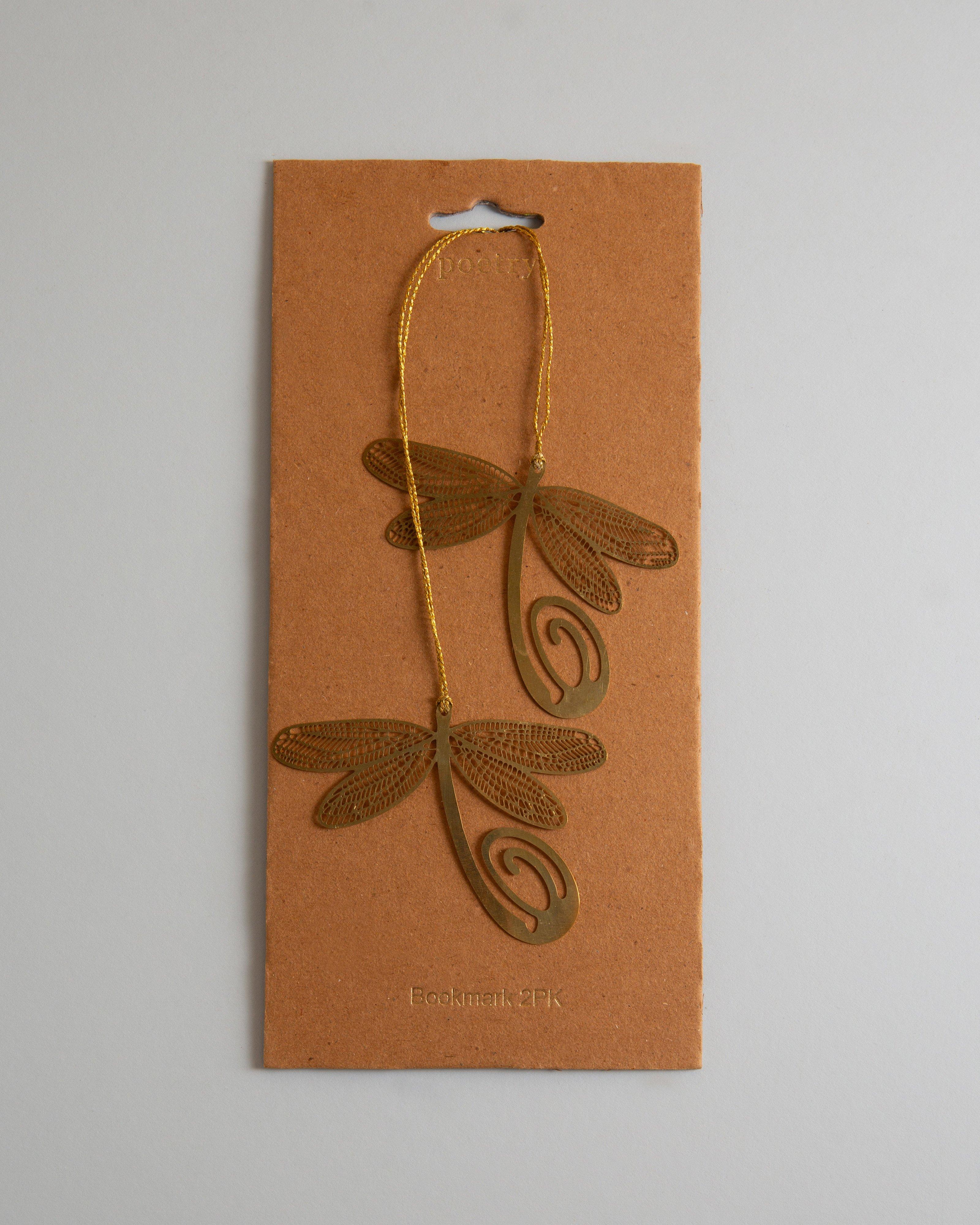 Dragonfly Gingko Bookmark Pack -  Gold