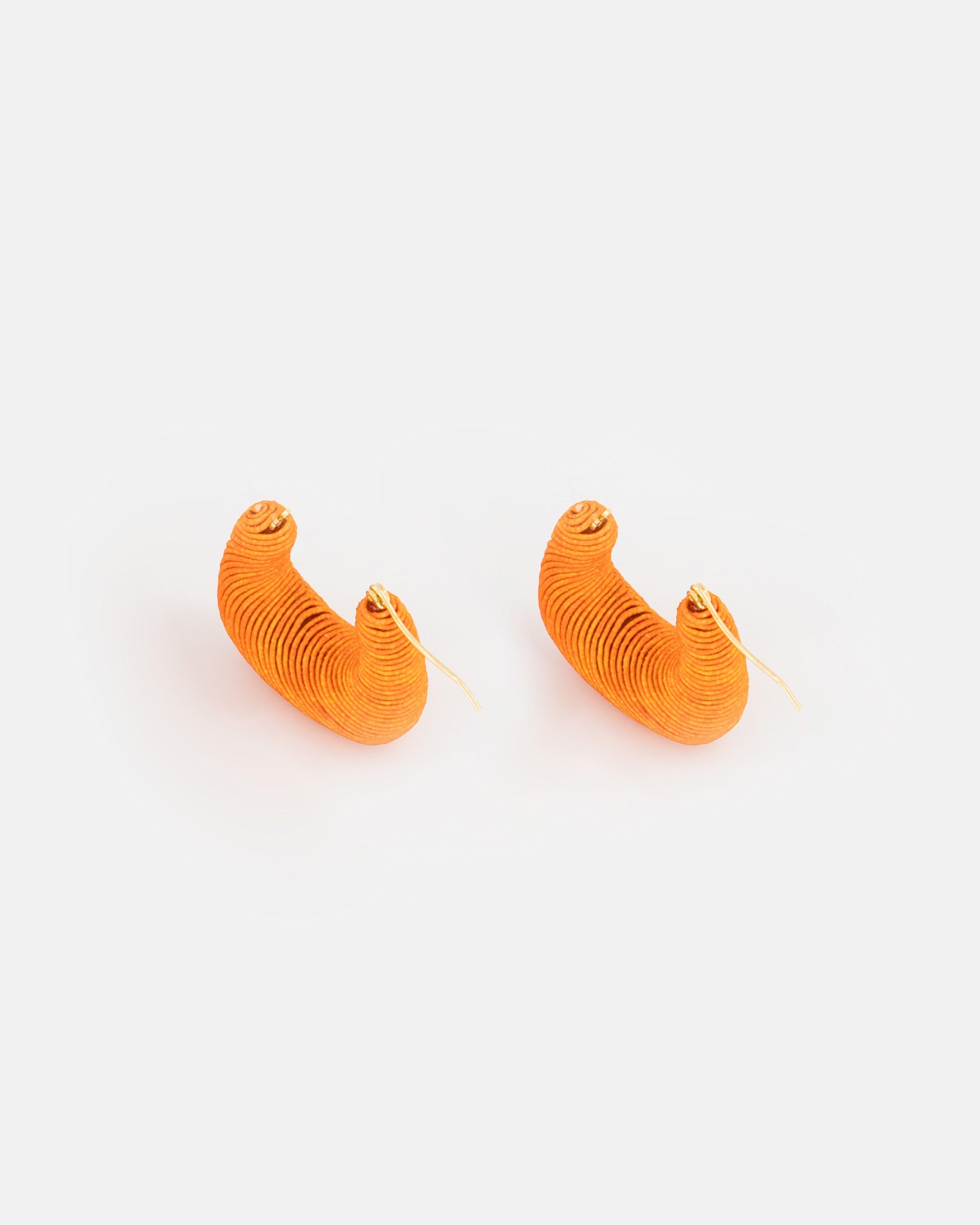 Chunky Cord Wrapped Earring -  Orange