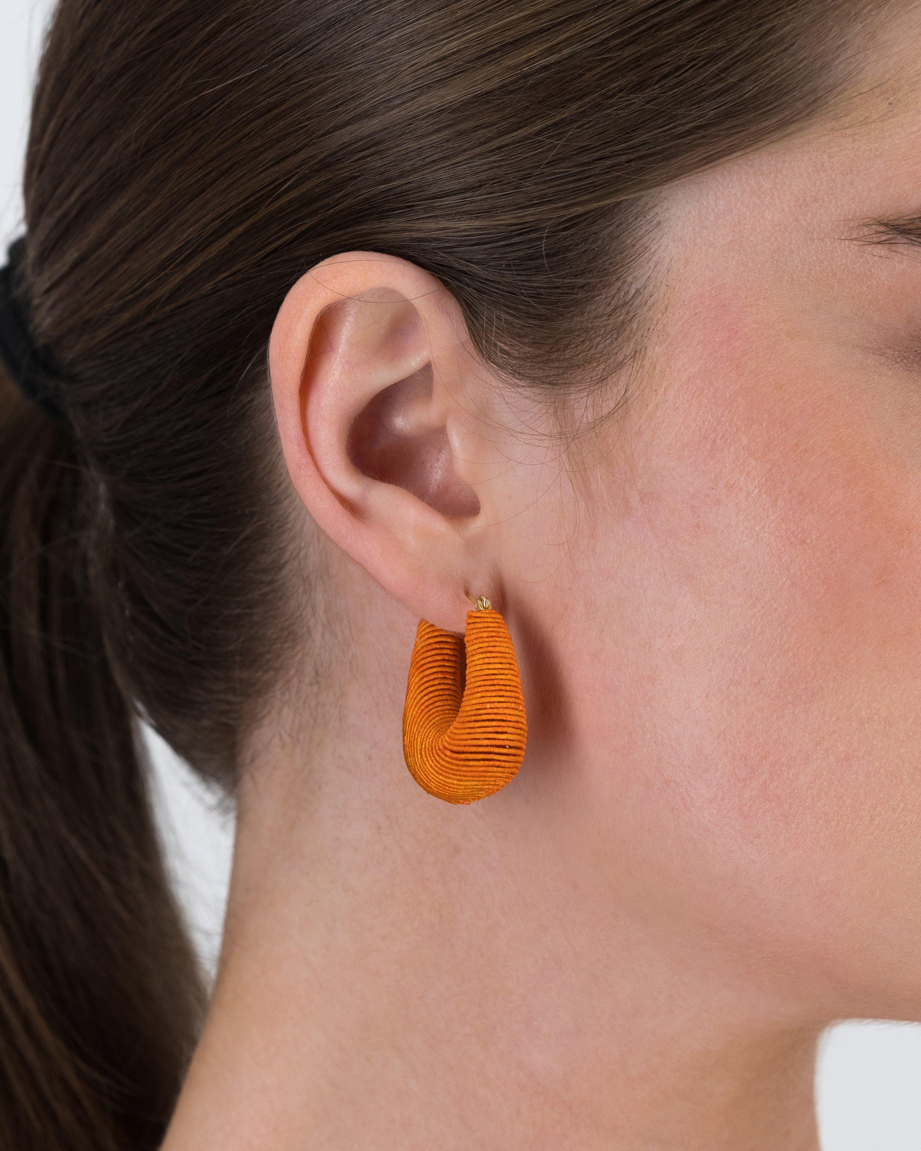 Chunky Cord Wrapped Earring -  Orange