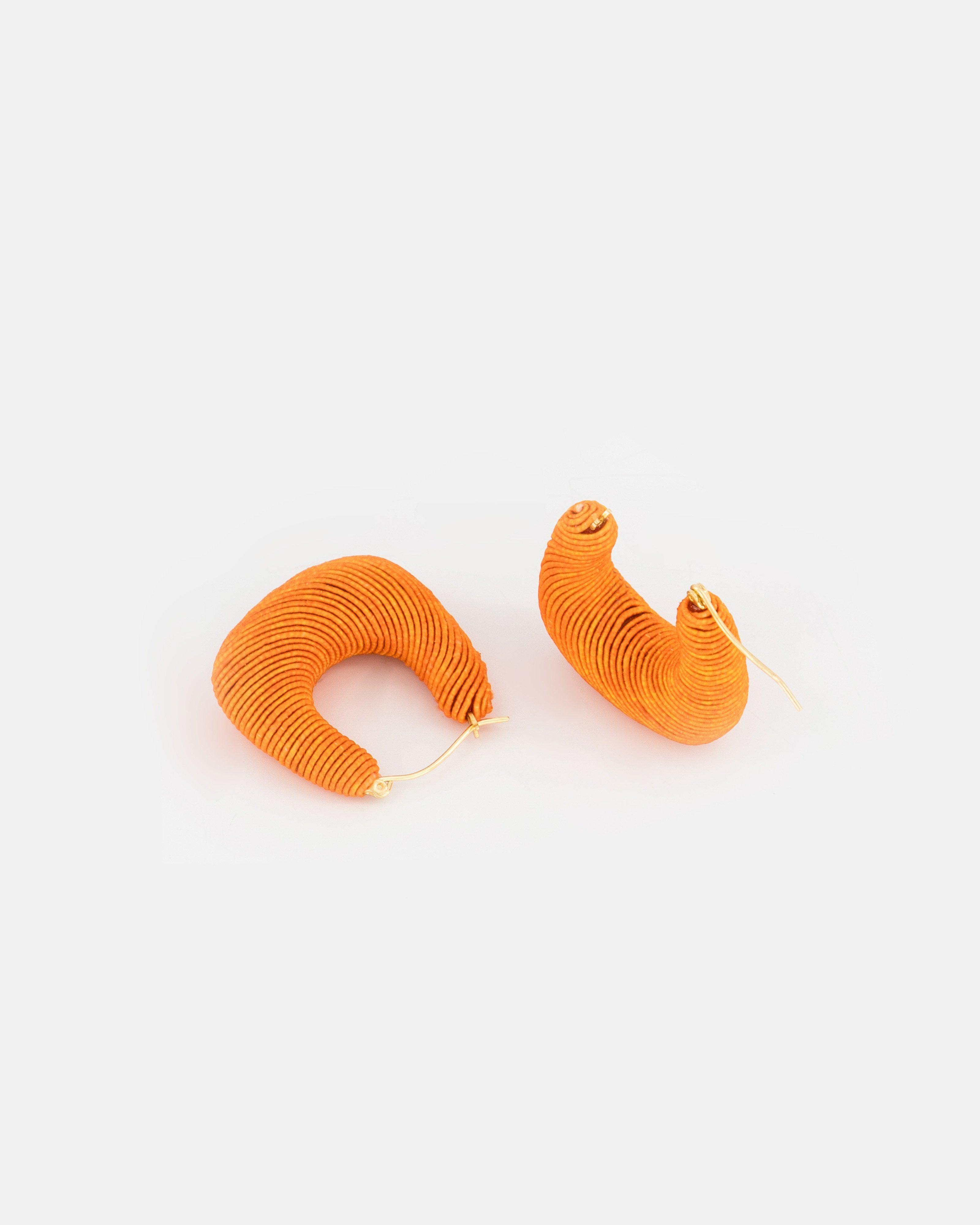 Chunky Cord Wrapped Earring -  Orange