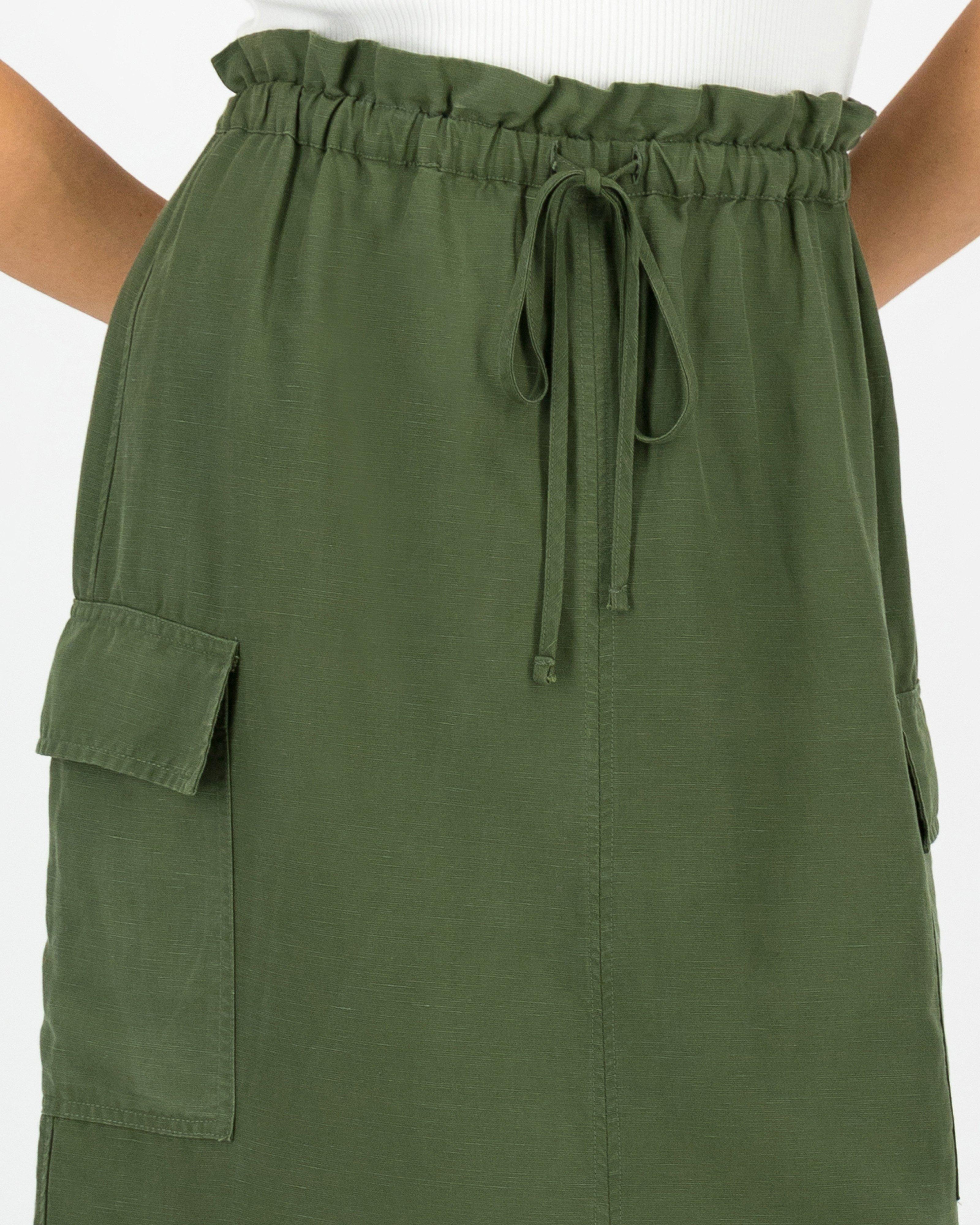 Rare Earth Women’s Rachel Utility Midi Skirt -  Olive