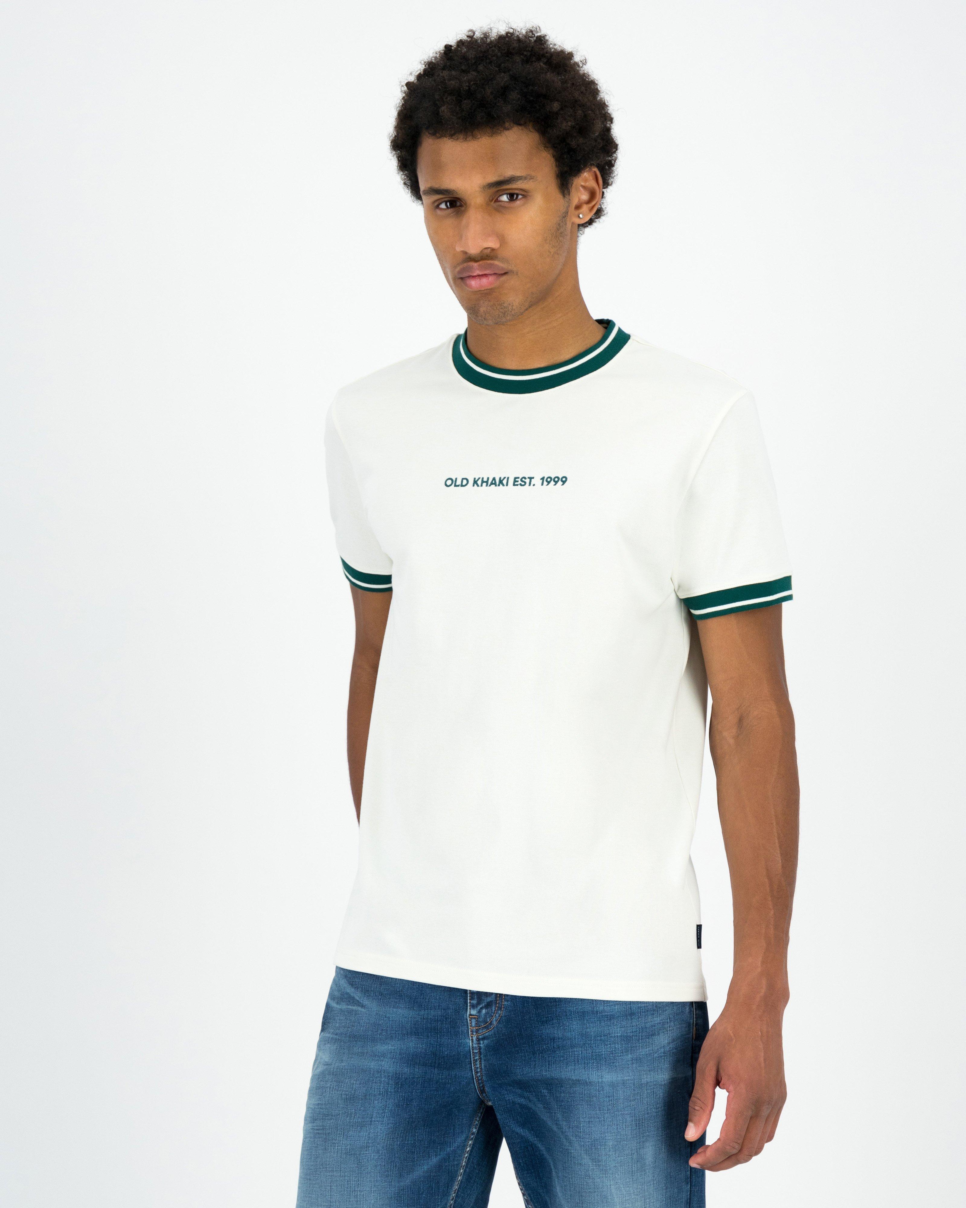 Men’s Parker Relaxed Fit Pique T-Shirt -  Milk