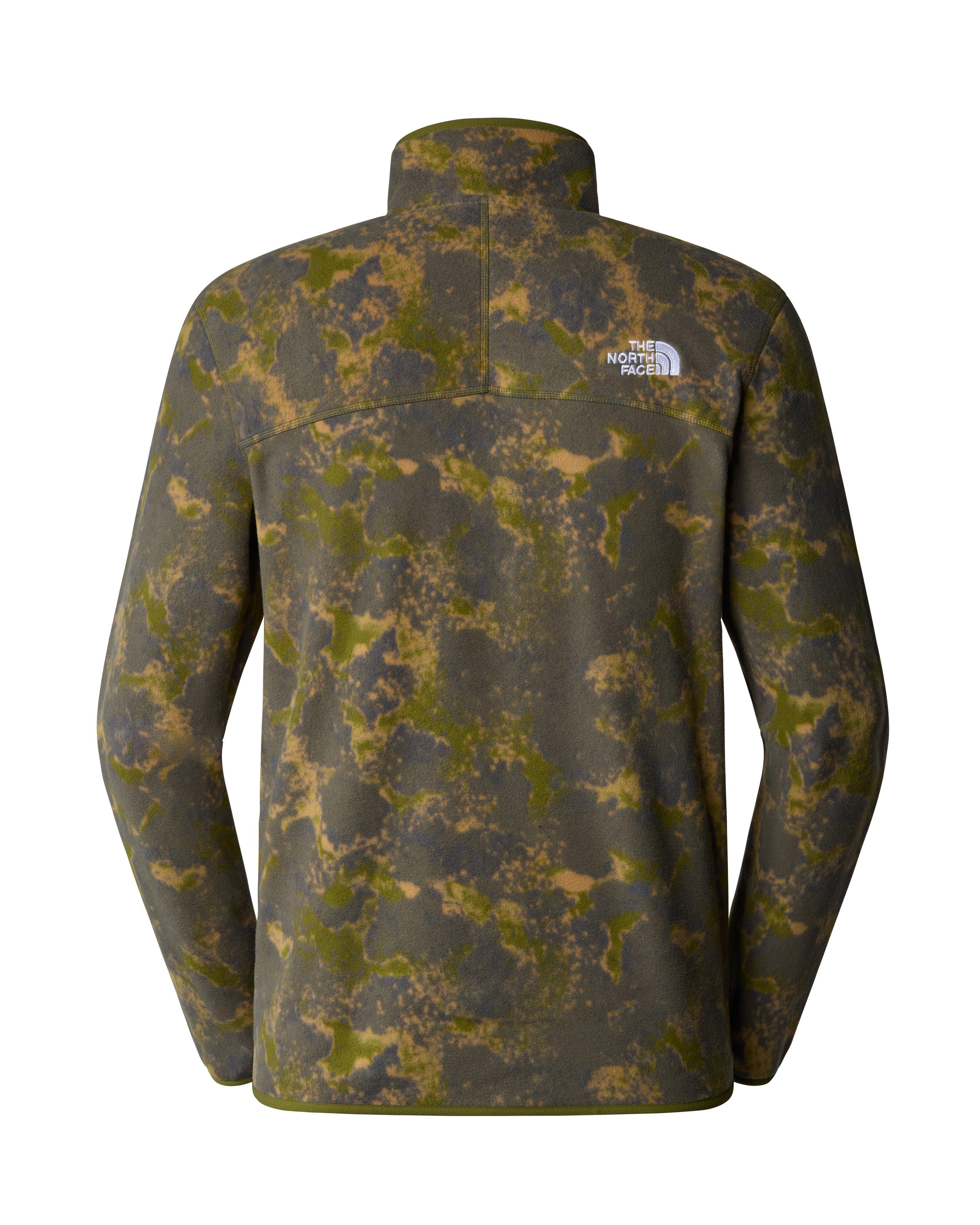 The North Face Men’s 100 Glacier 1/4 Zip Printed Fleece Top  -  Dark Green/Dark Olive