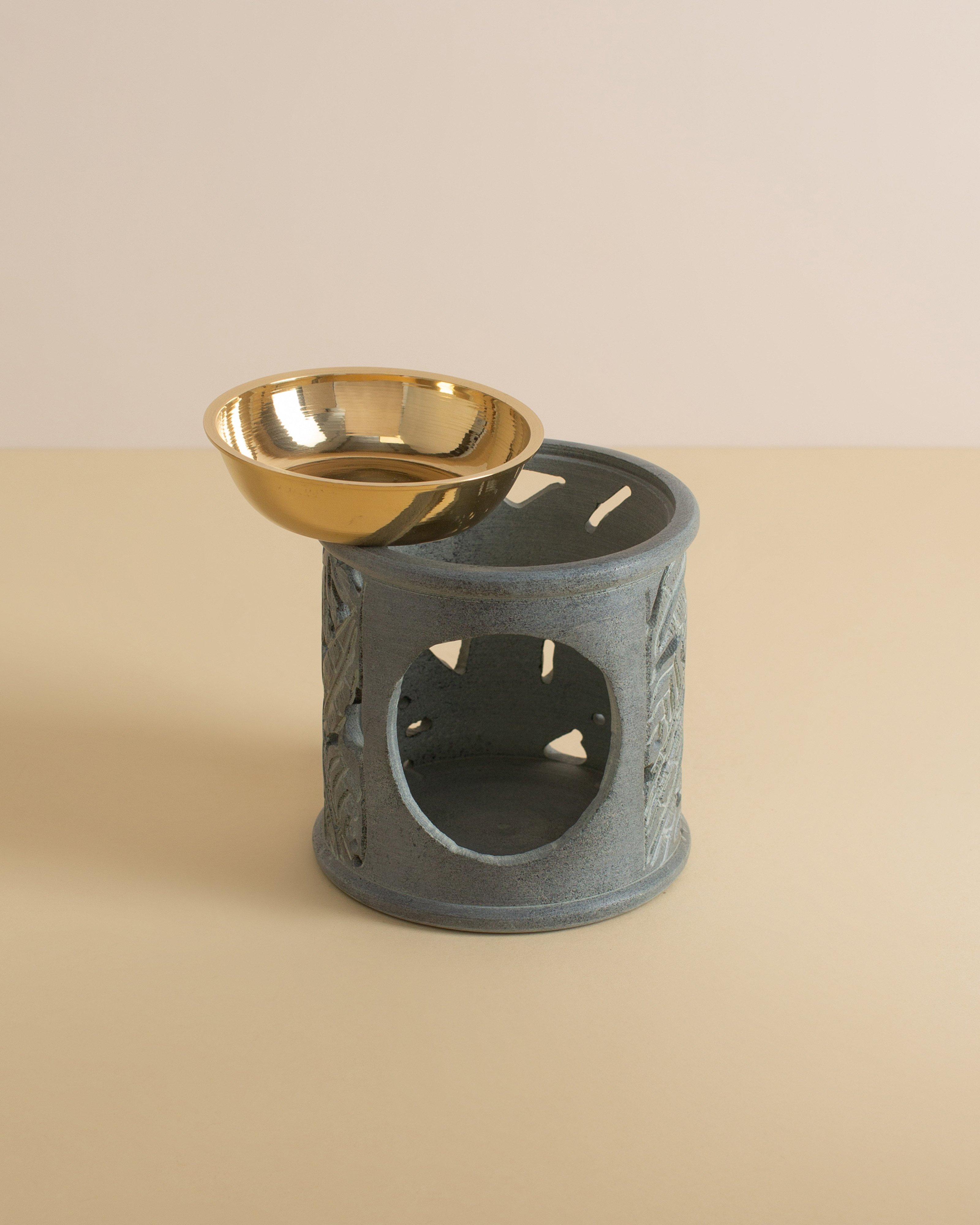 Palm Leaf Oil Burner -  Stone