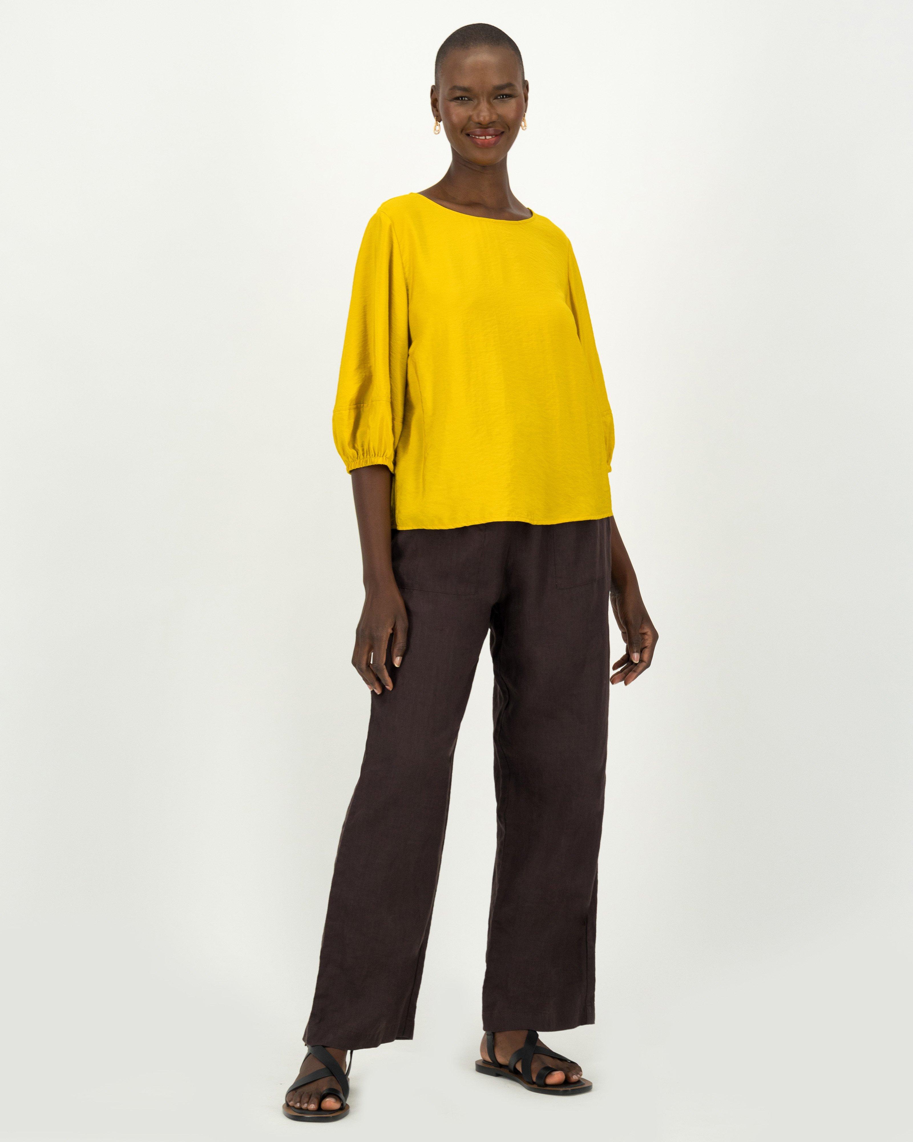 Molly Popover Blouse -  Yellow