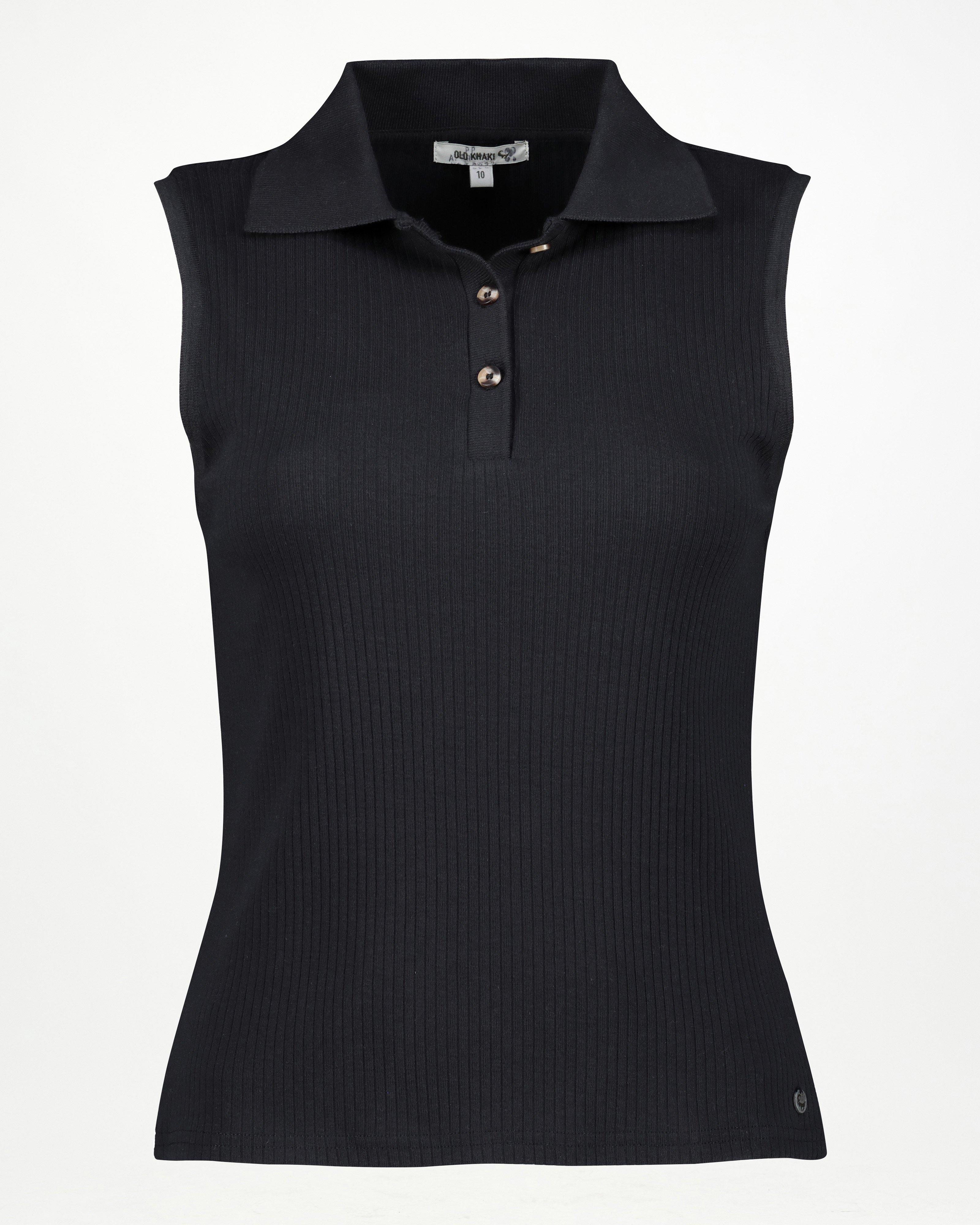 Women’s Stacey Rib Golfer -  Black