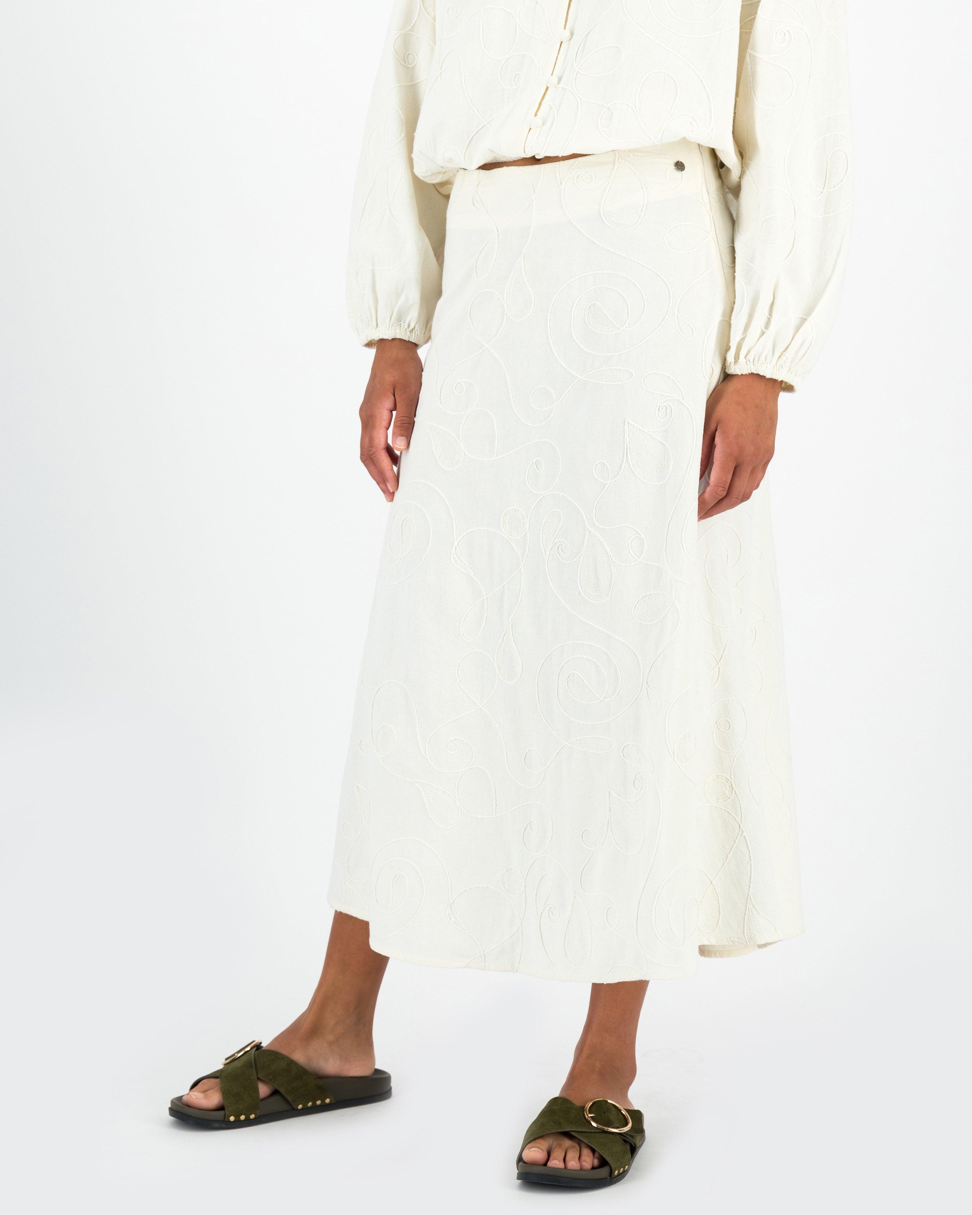 Women’s Palesa Embroidered Skirt  -  Milk