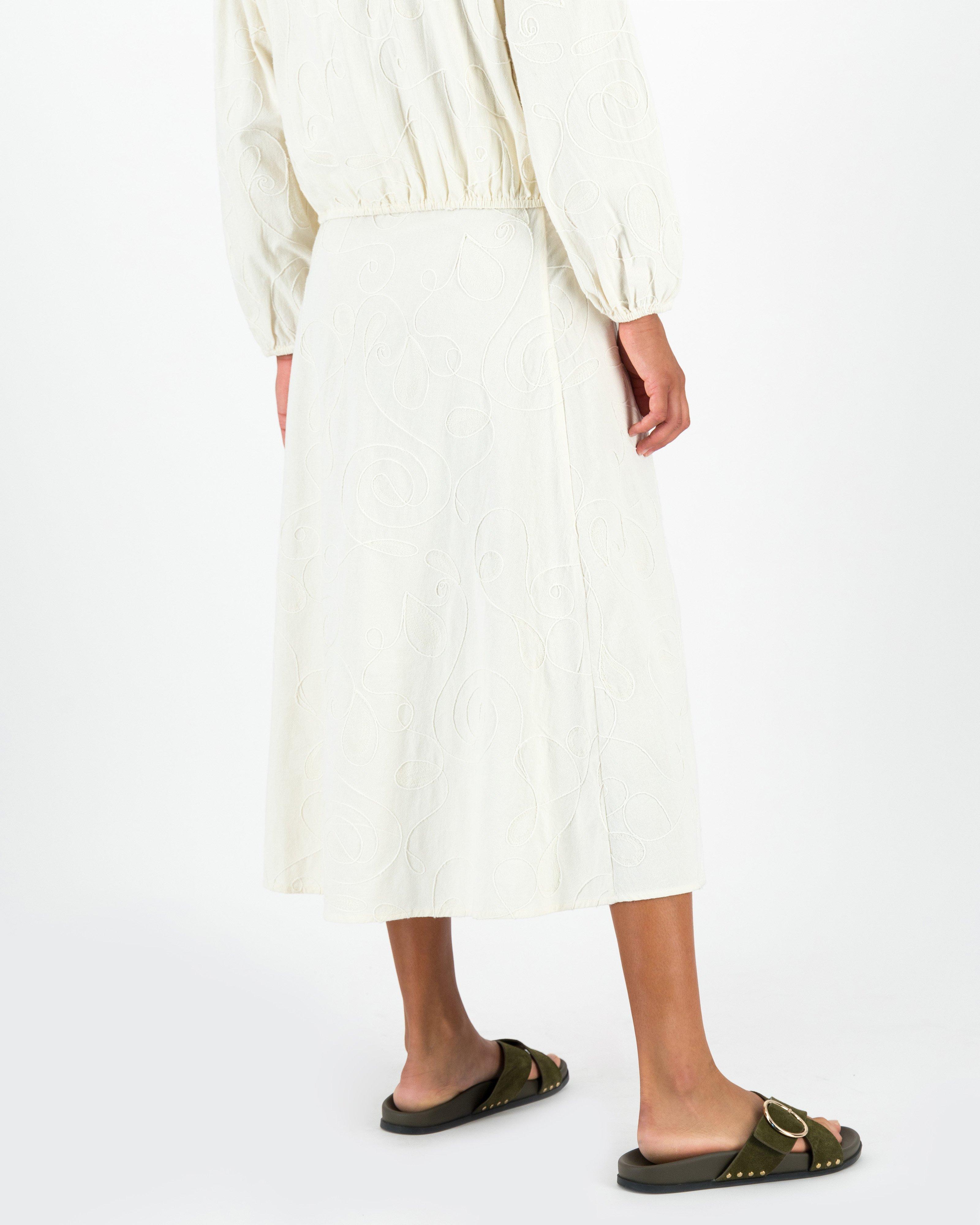 Women’s Palesa Embroidered Skirt  -  Milk