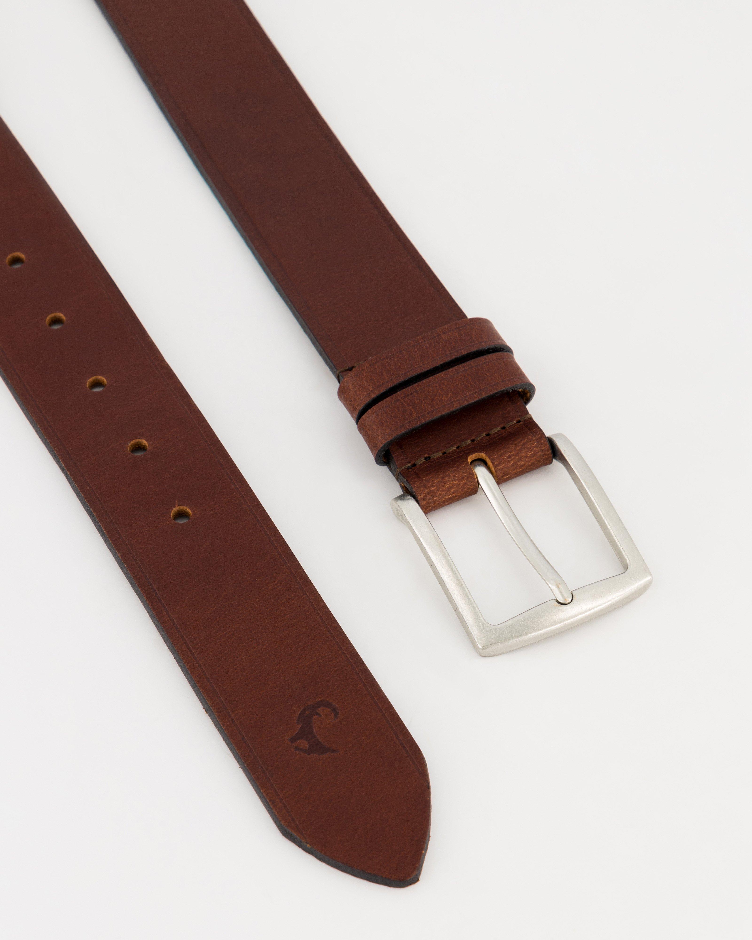 Men’s Benjamin Rolled Edge Leather Belt Old Khaki