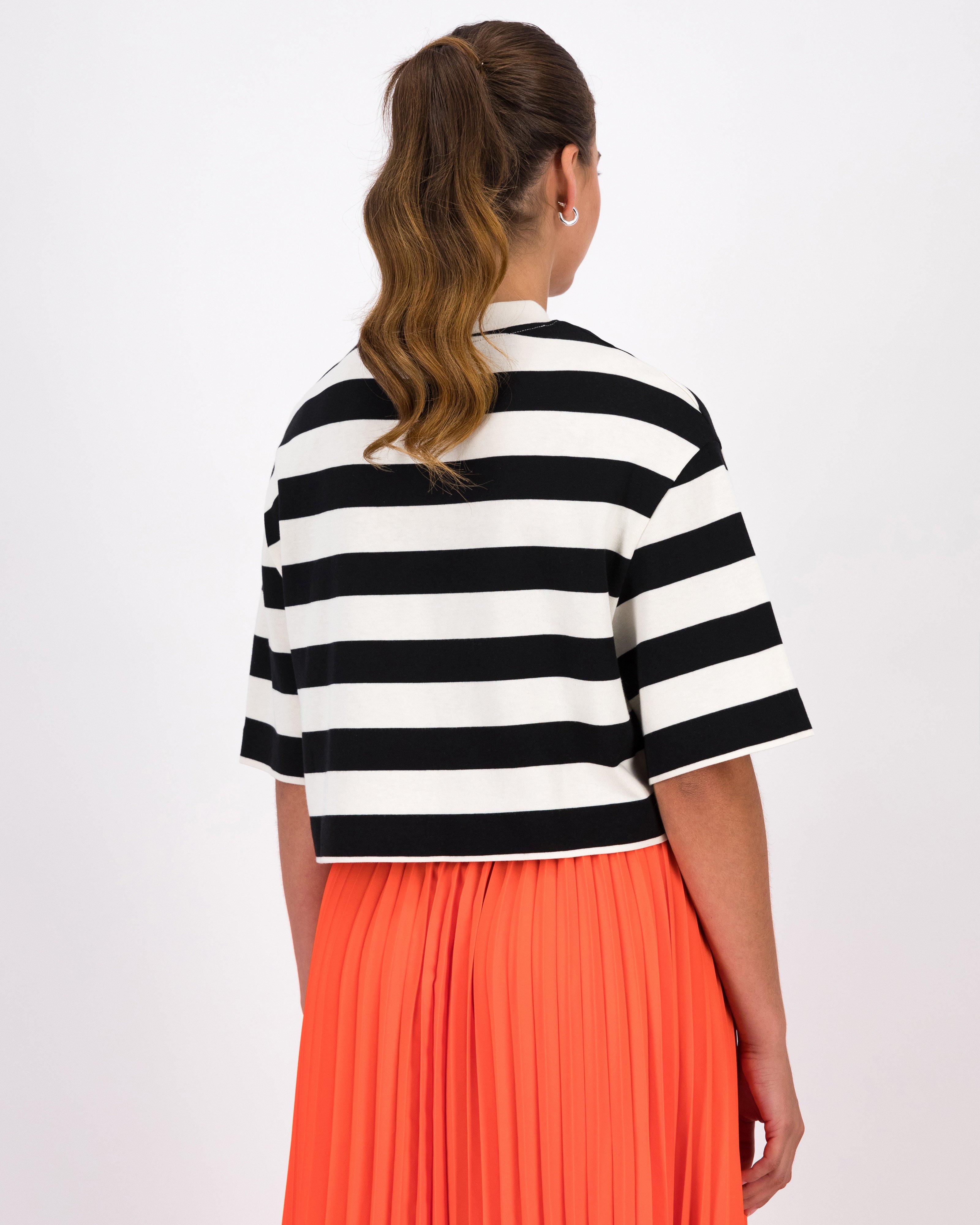 Aneko Stripe Knit Top -  Black