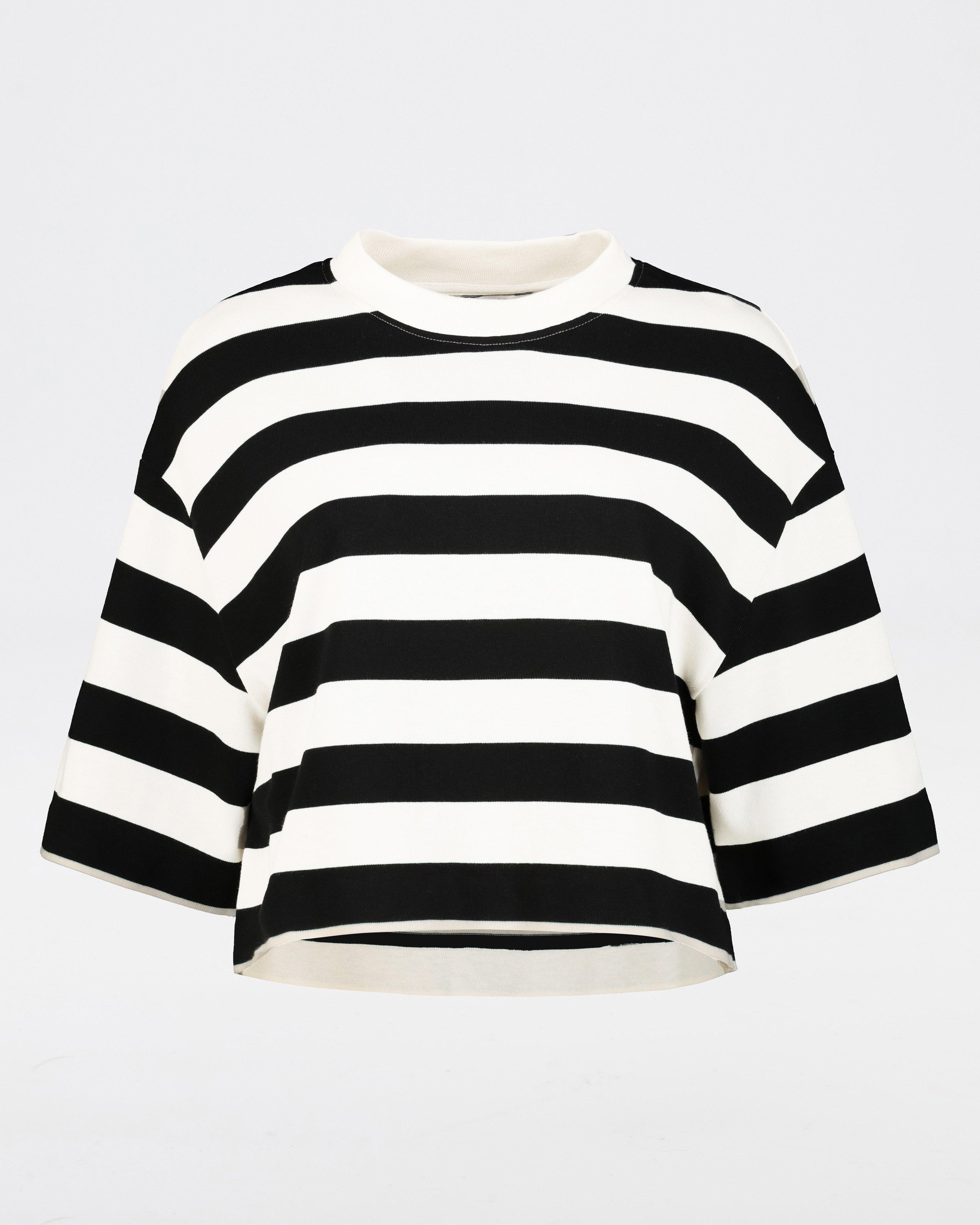 Aneko Stripe Knit Top -  Black