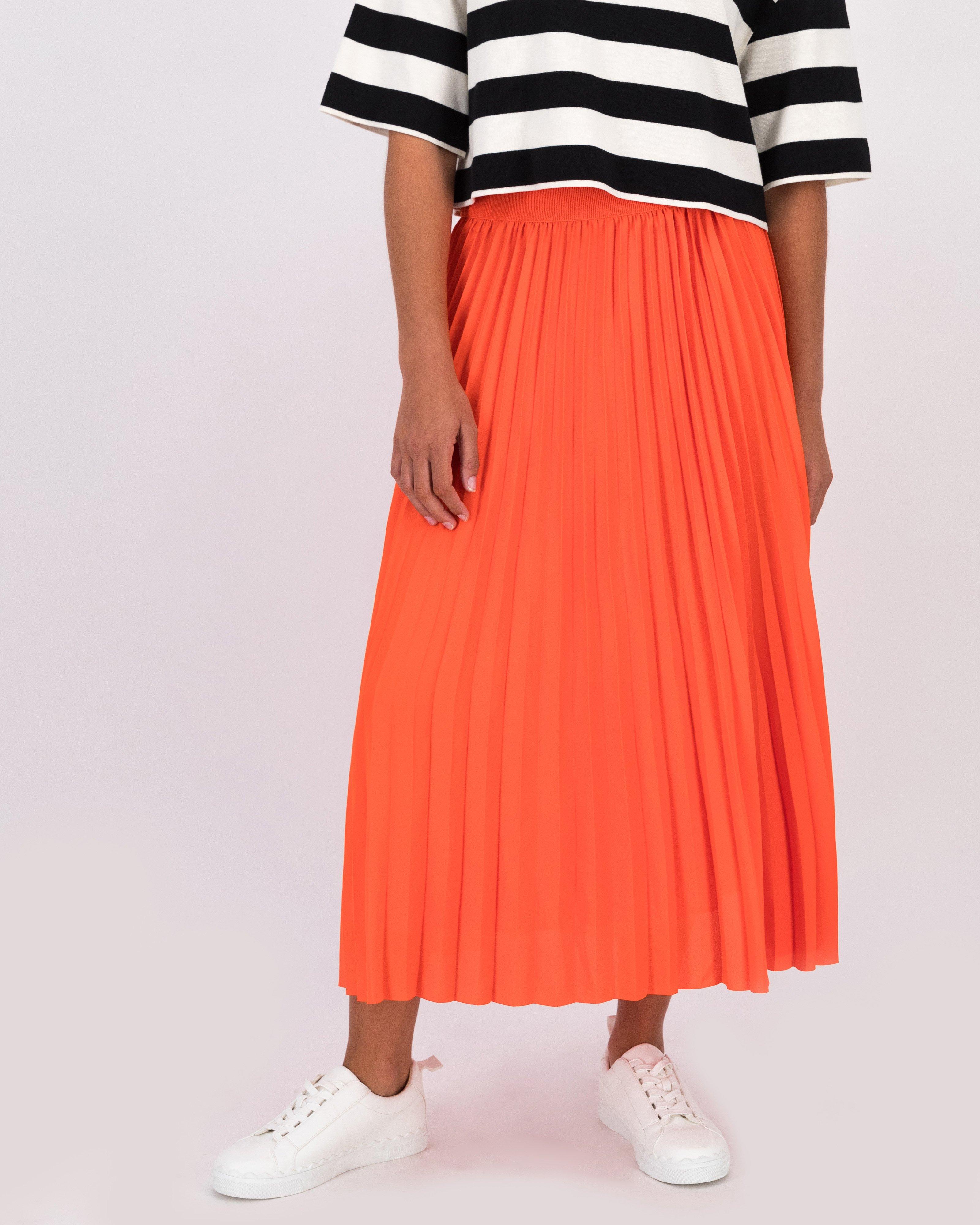 Orange pleated clearance skirt