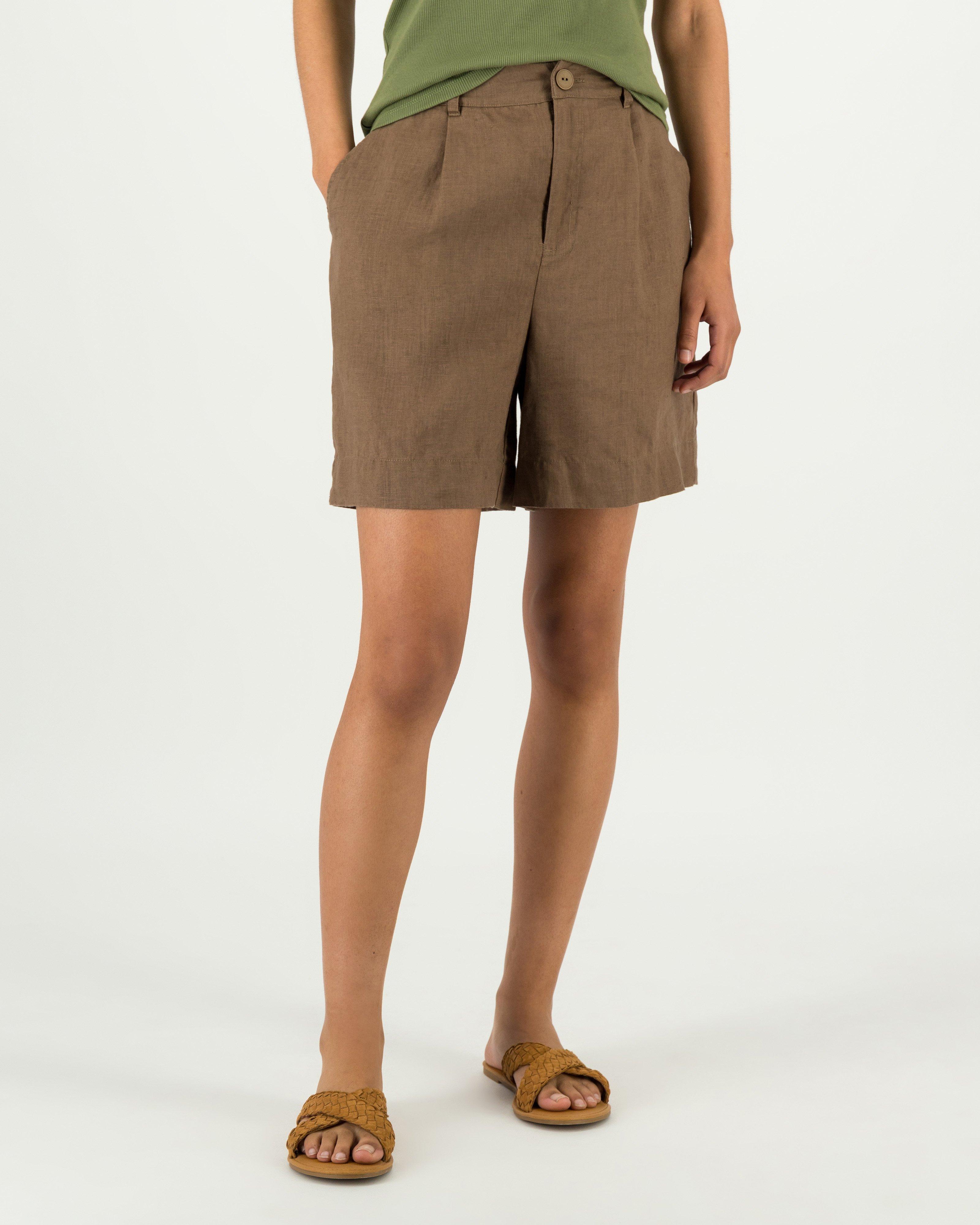  Women’s Miley Bermuda Linen Shorts -  Brown