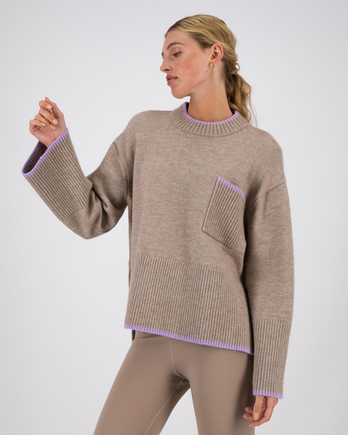 Michelle Colourblocked Tipped Knitwear -  Grey