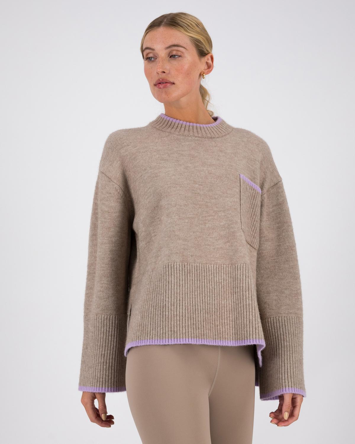 Michelle Colourblocked Tipped Knitwear -  Grey