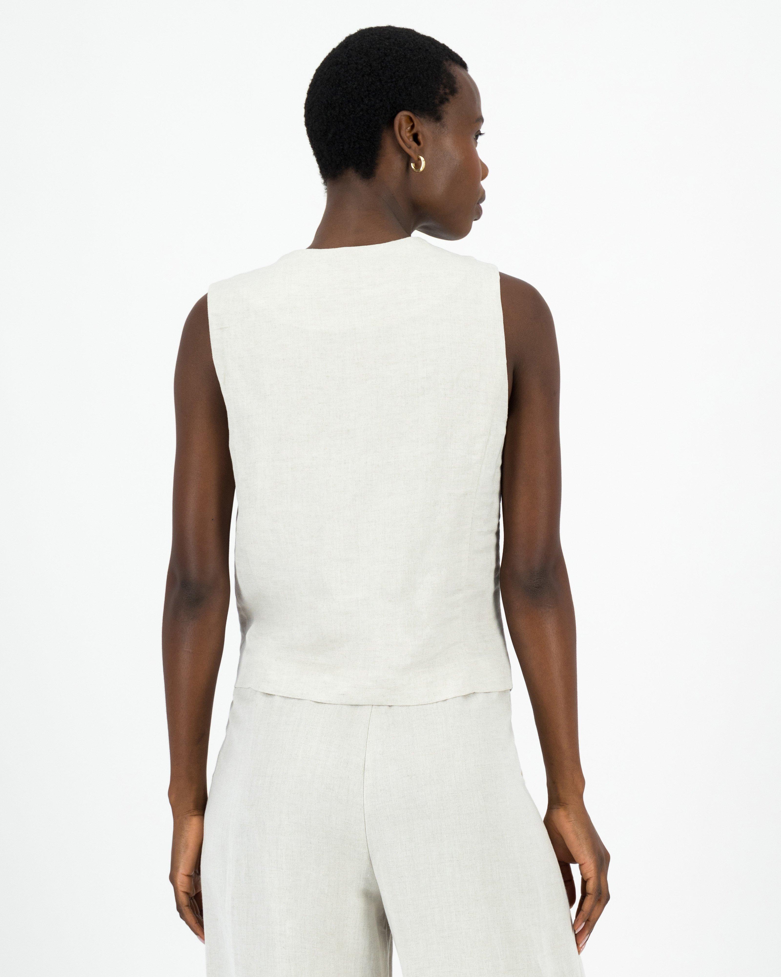 Women’s Ally Linen Waistcoat Old Khaki