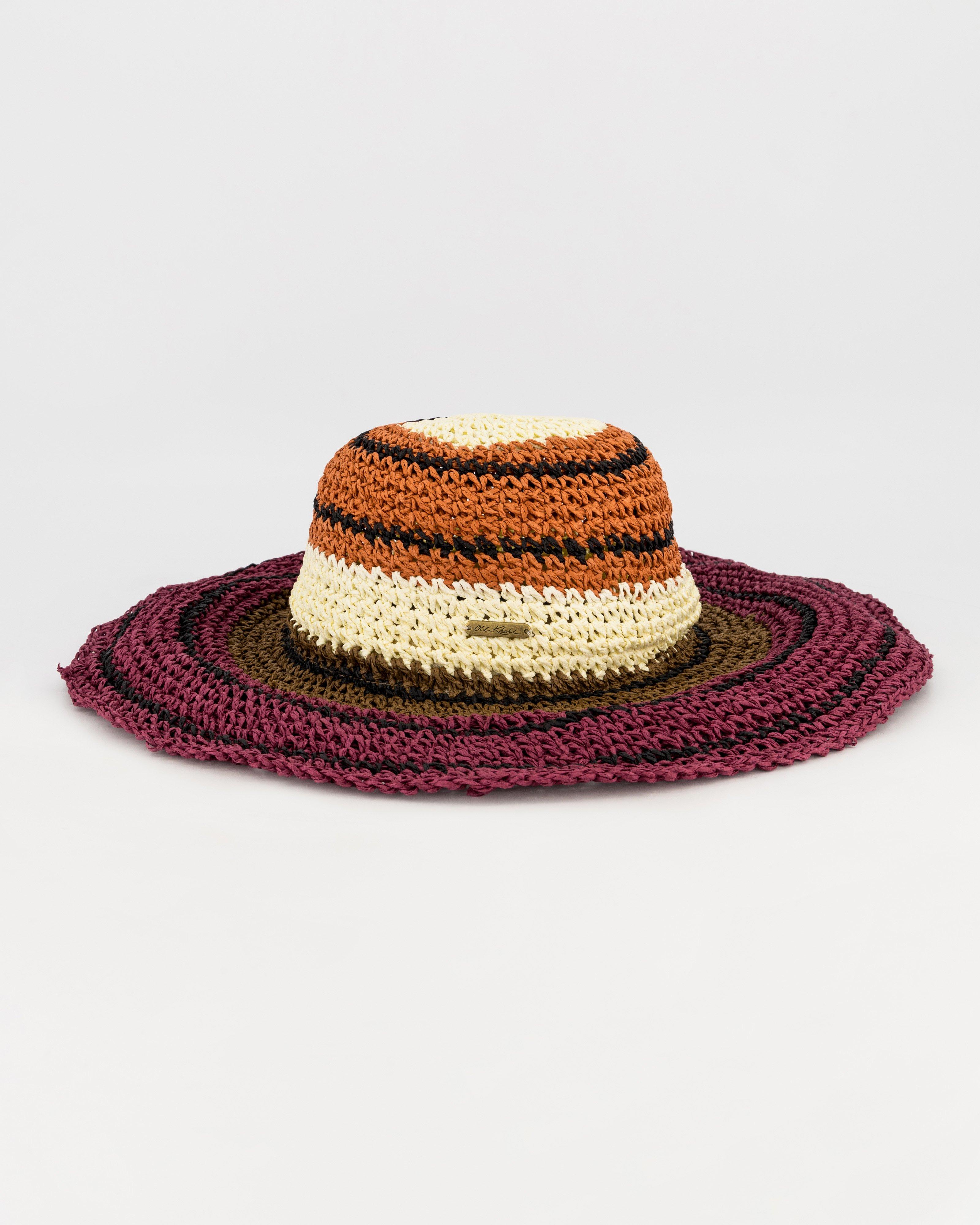 Women’s Danel Striped Straw Wide Brim Hat -  Assorted