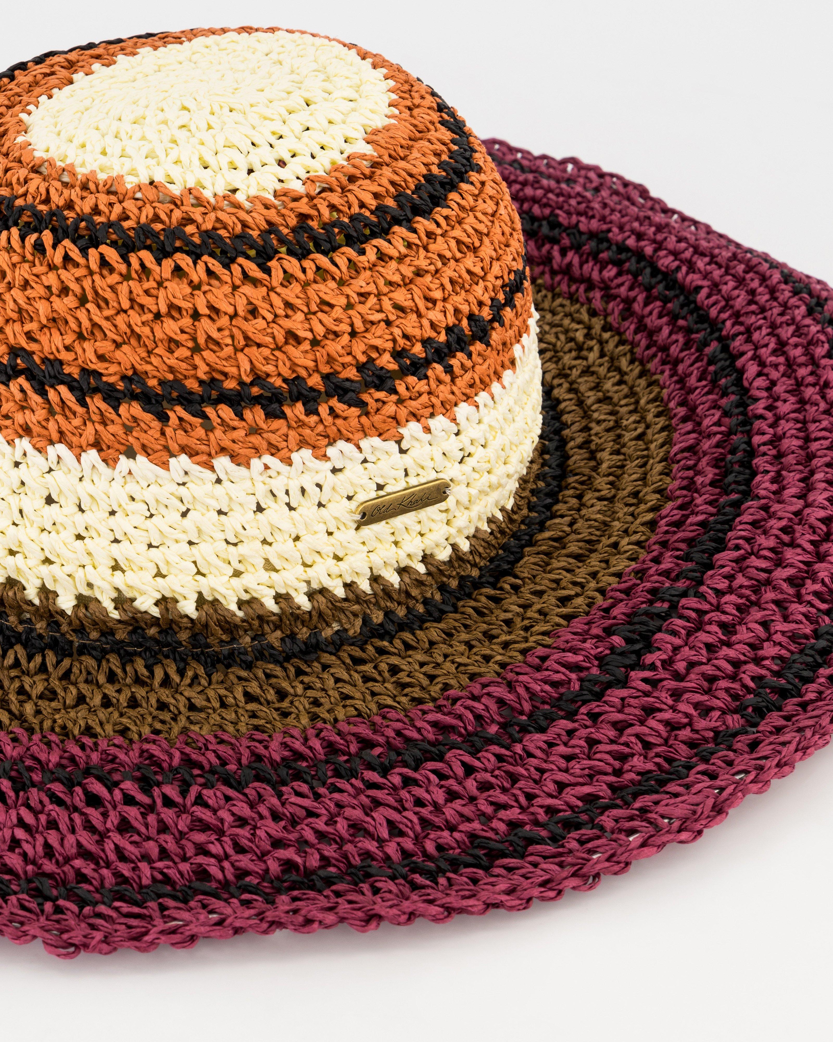 Women’s Danel Striped Straw Wide Brim Hat -  Assorted