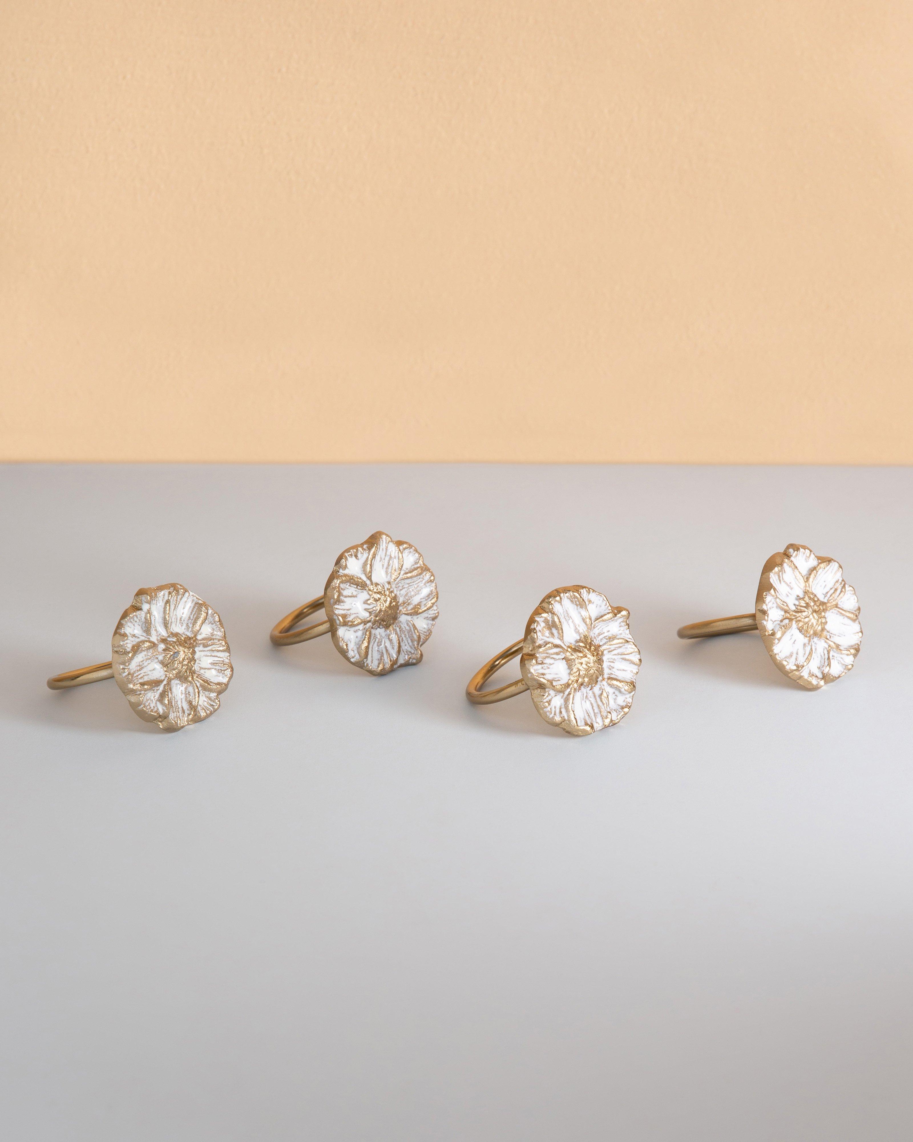 Blooming Beautiful Napkin Ring Set -  Gold